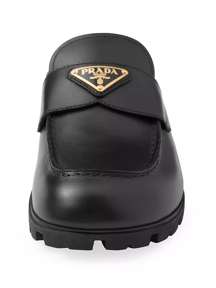 PRADA LOGO PLAQUE SLIP-ON MULES
