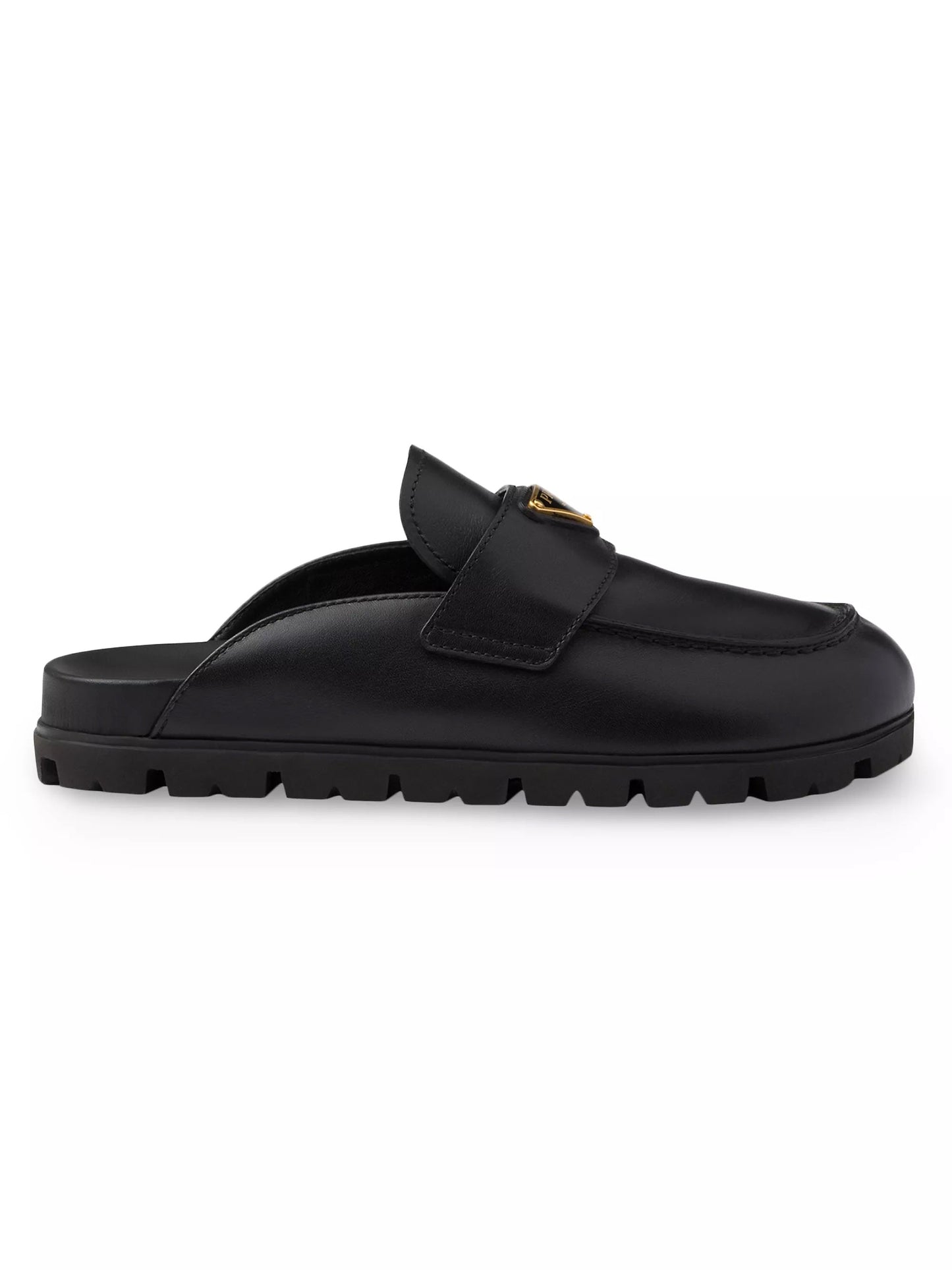 PRADA LOGO PLAQUE SLIP-ON MULES