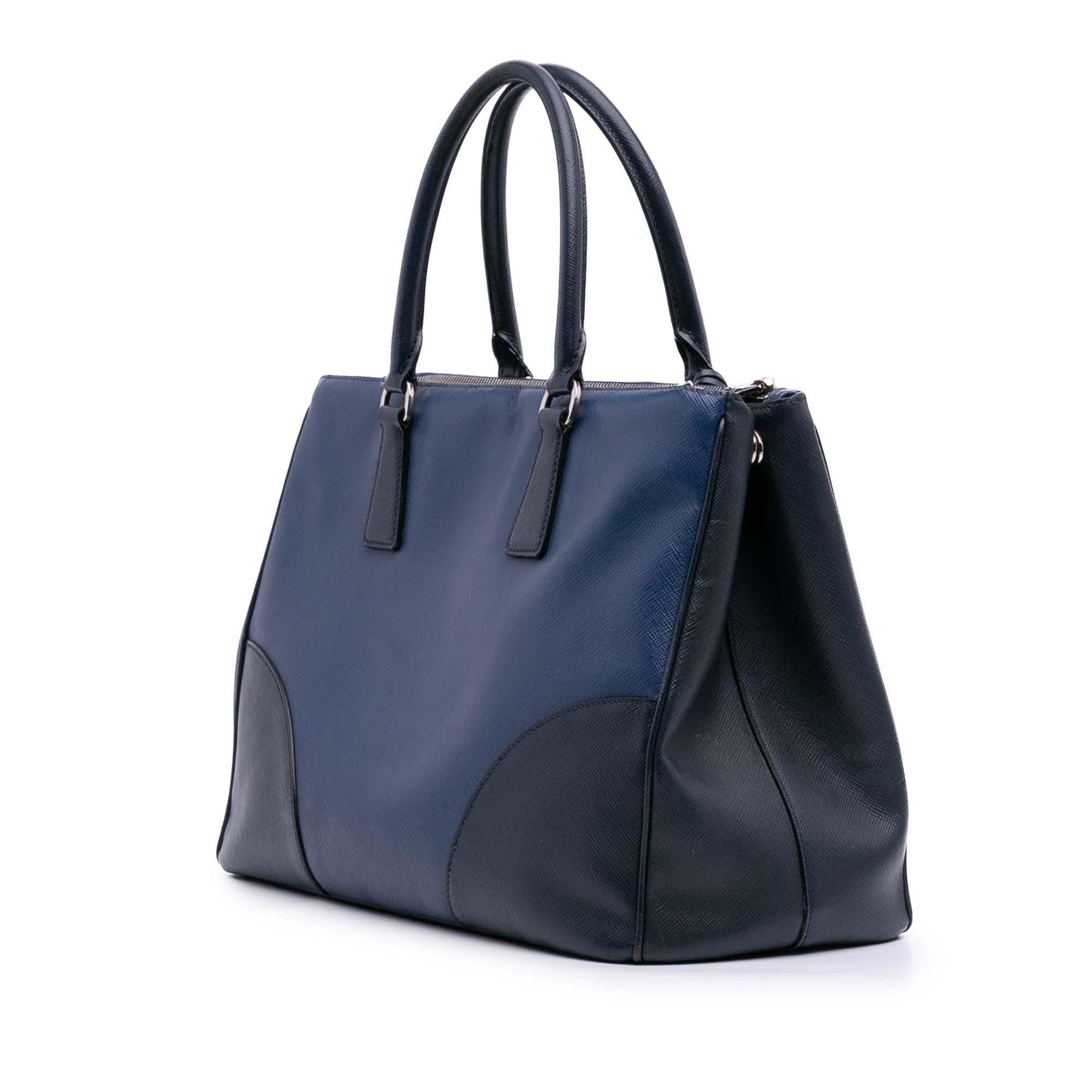 Prada Medium Bicolor Saffiano Lux Galleria Double Zip Satchel