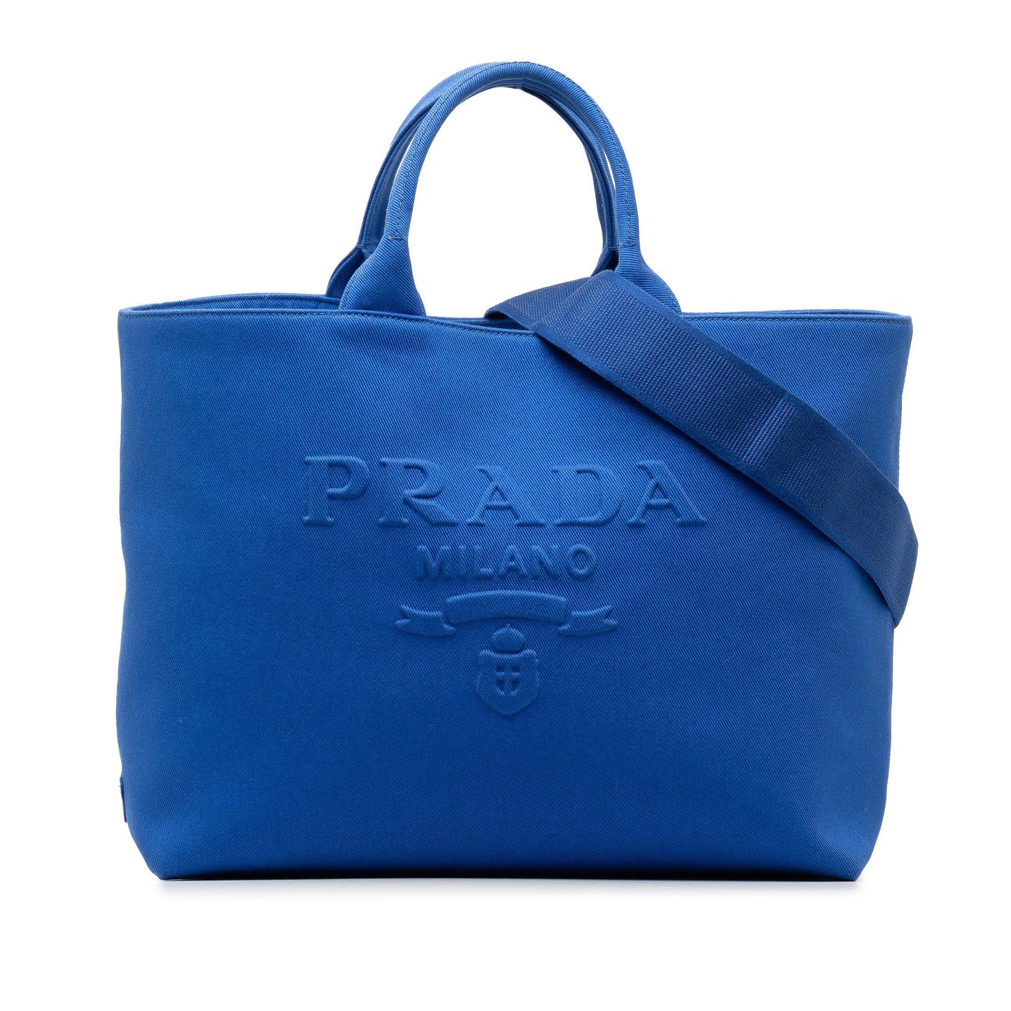 Prada Medium Canvas Logo Drill Satchel (SHG-Hx0PNd)
