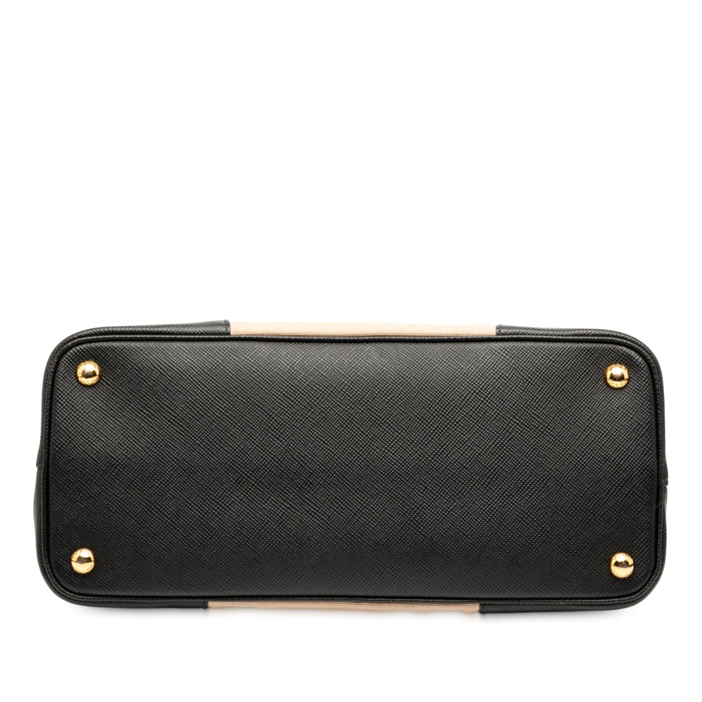 Prada Medium Saffiano Trimmed Canapa Double Satchel