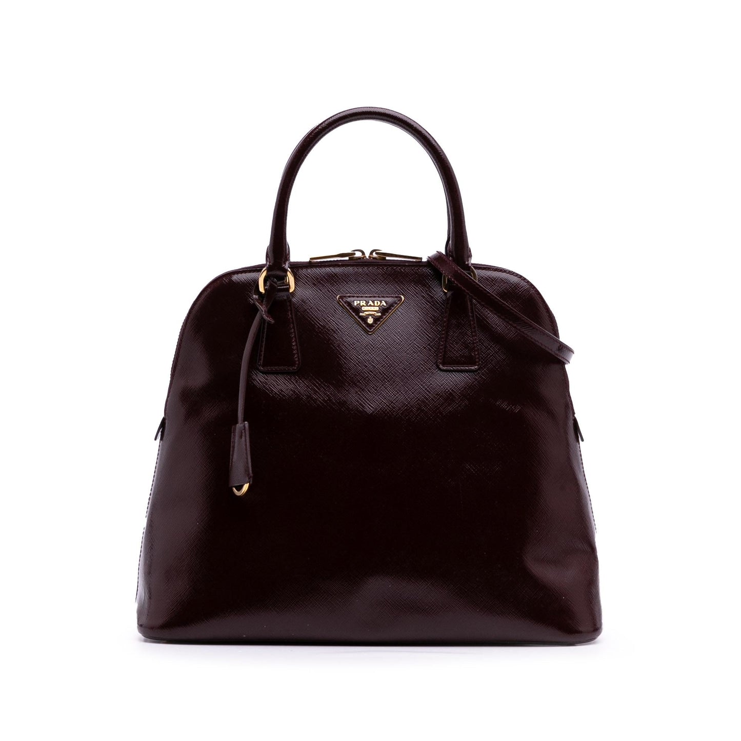 Prada Medium Saffiano Vernice Dome Satchel
