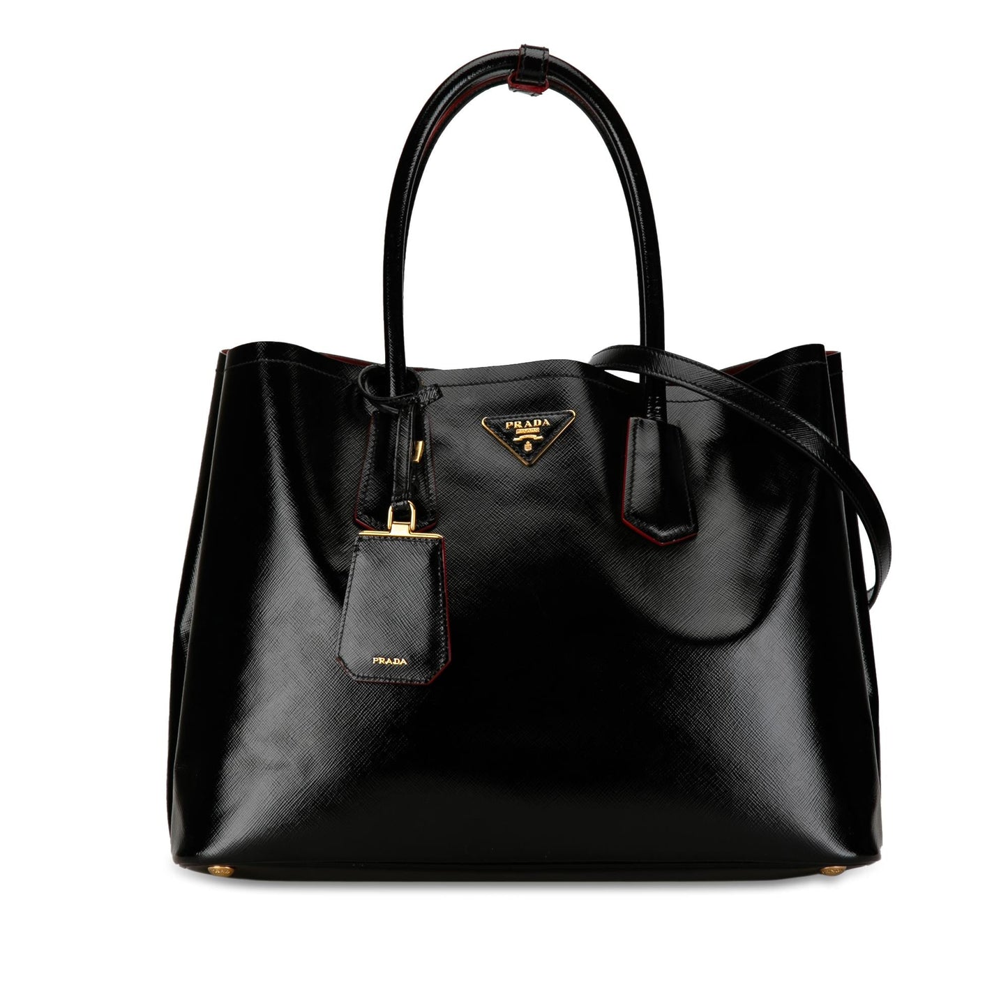 Prada Medium Saffiano Vernice Double Satchel (SHG-vfTU3r)