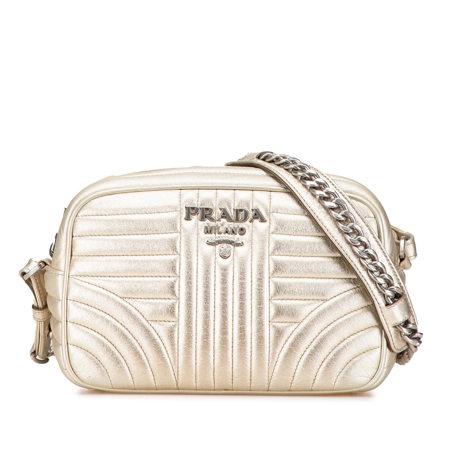 Prada Metallic Nappa Impunture Diagramme Camera Bag (SHG-kI9IjU)