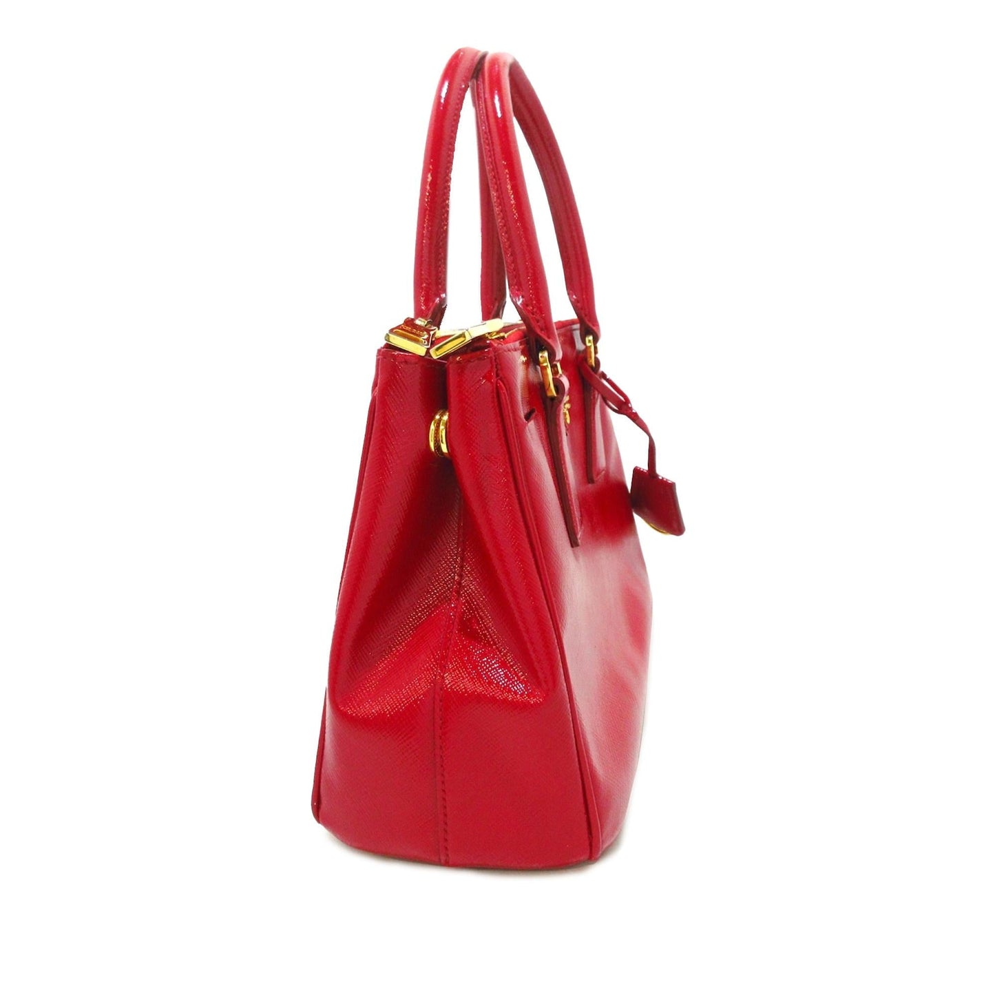Prada Mini Saffiano Vernice Galleria Double Zip Satchel (SHG-7J2noA)