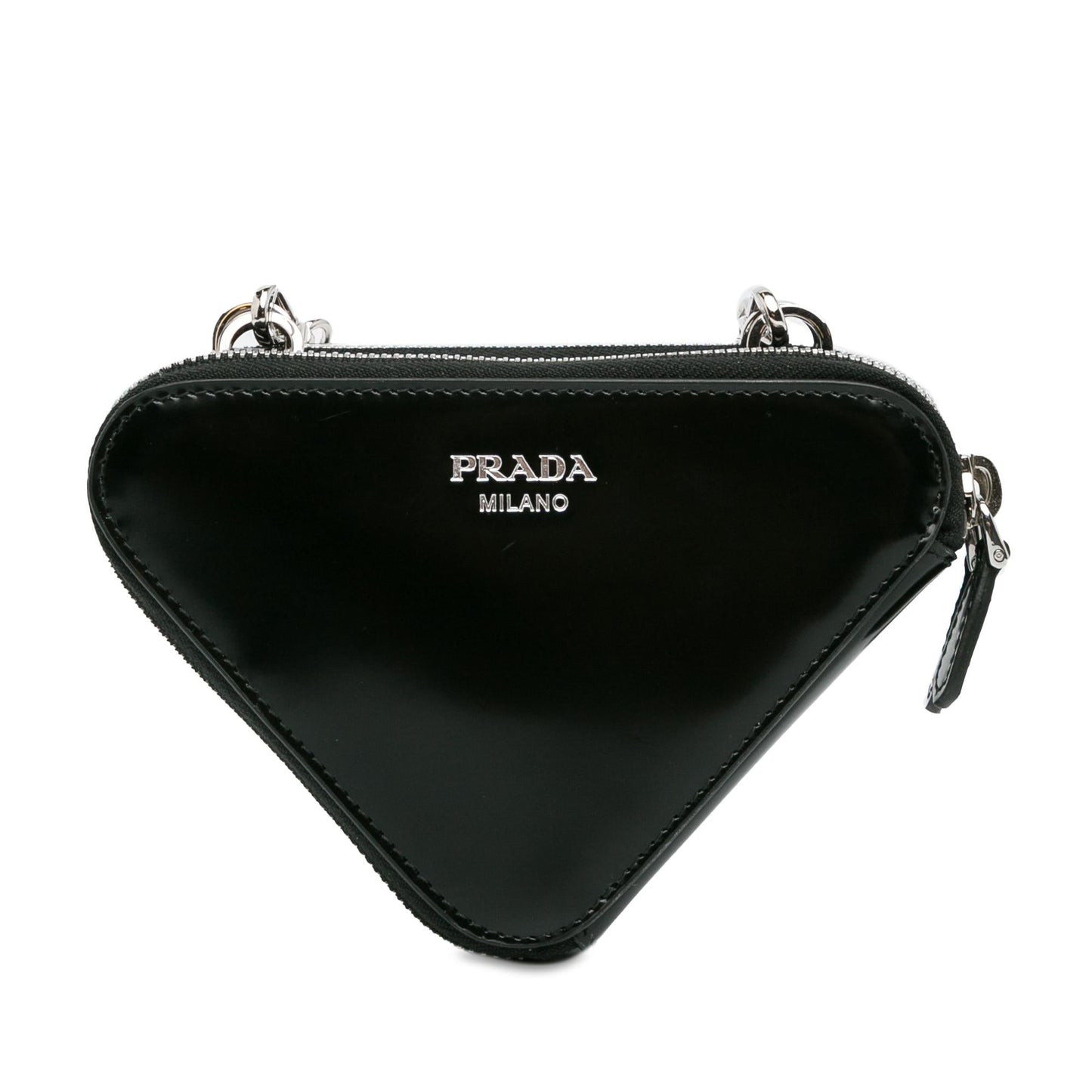 Prada Mini Spazzolato Leather Triangle Pouch (SHG-3S43ln)
