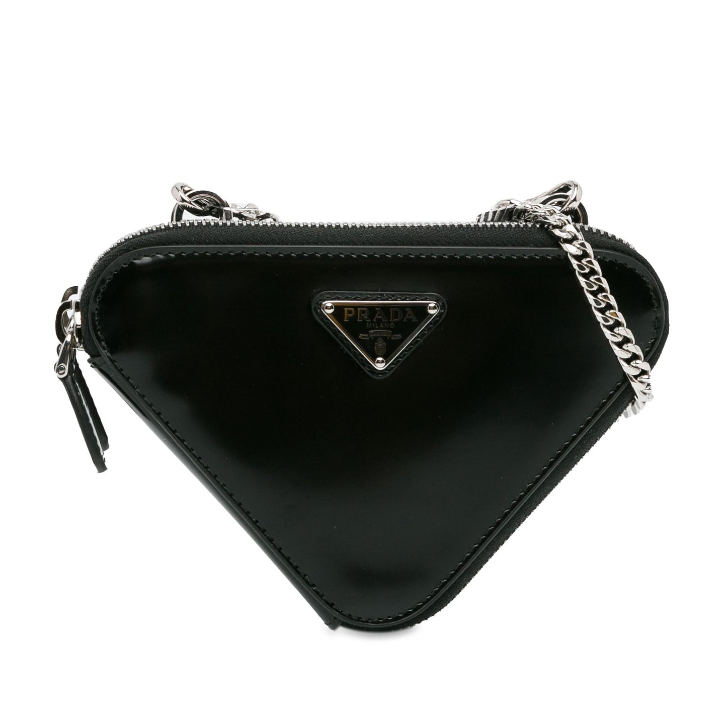 Prada Mini Spazzolato Leather Triangle Pouch (SHG-3S43ln)