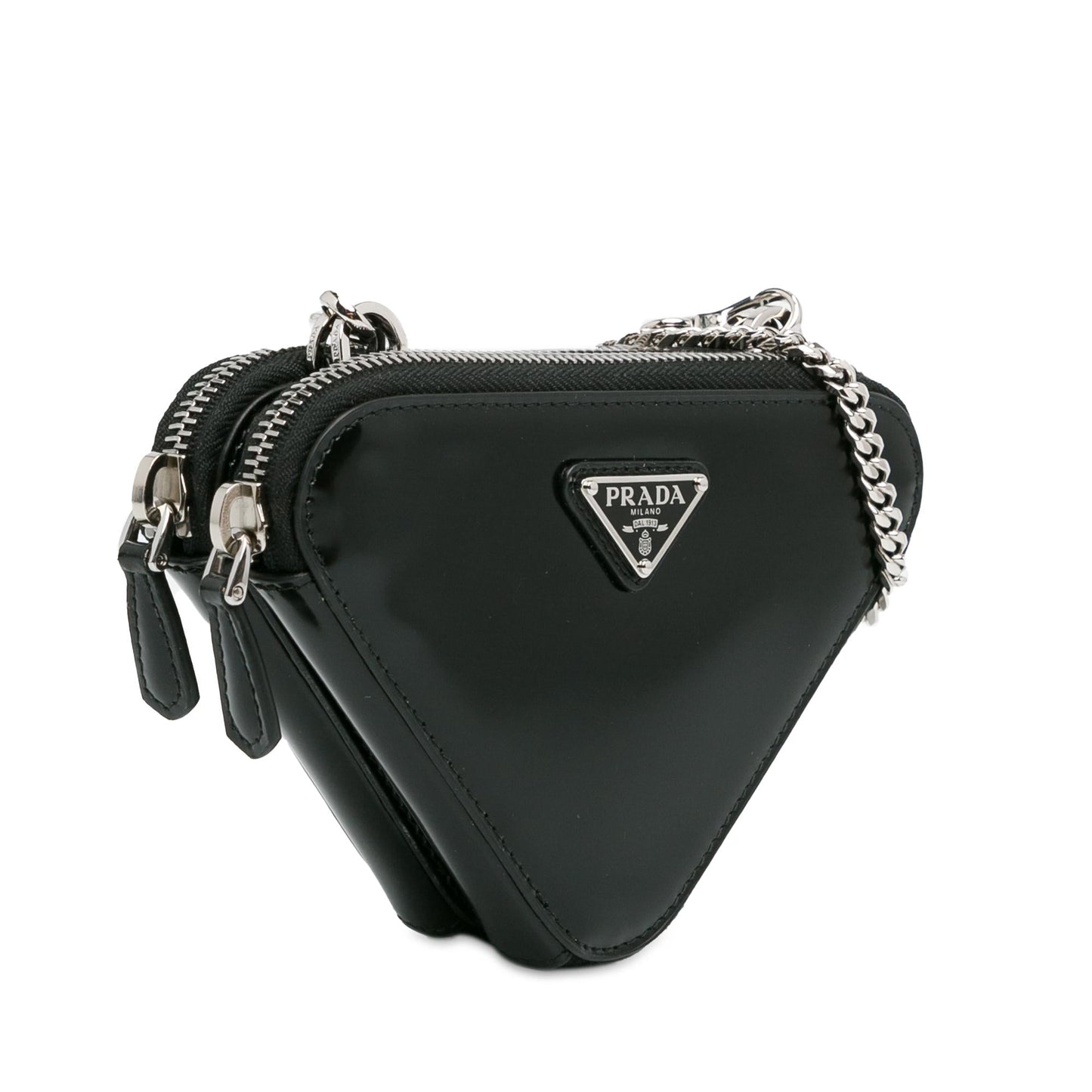 Prada Mini Spazzolato Leather Triangle Pouch (SHG-3S43ln)