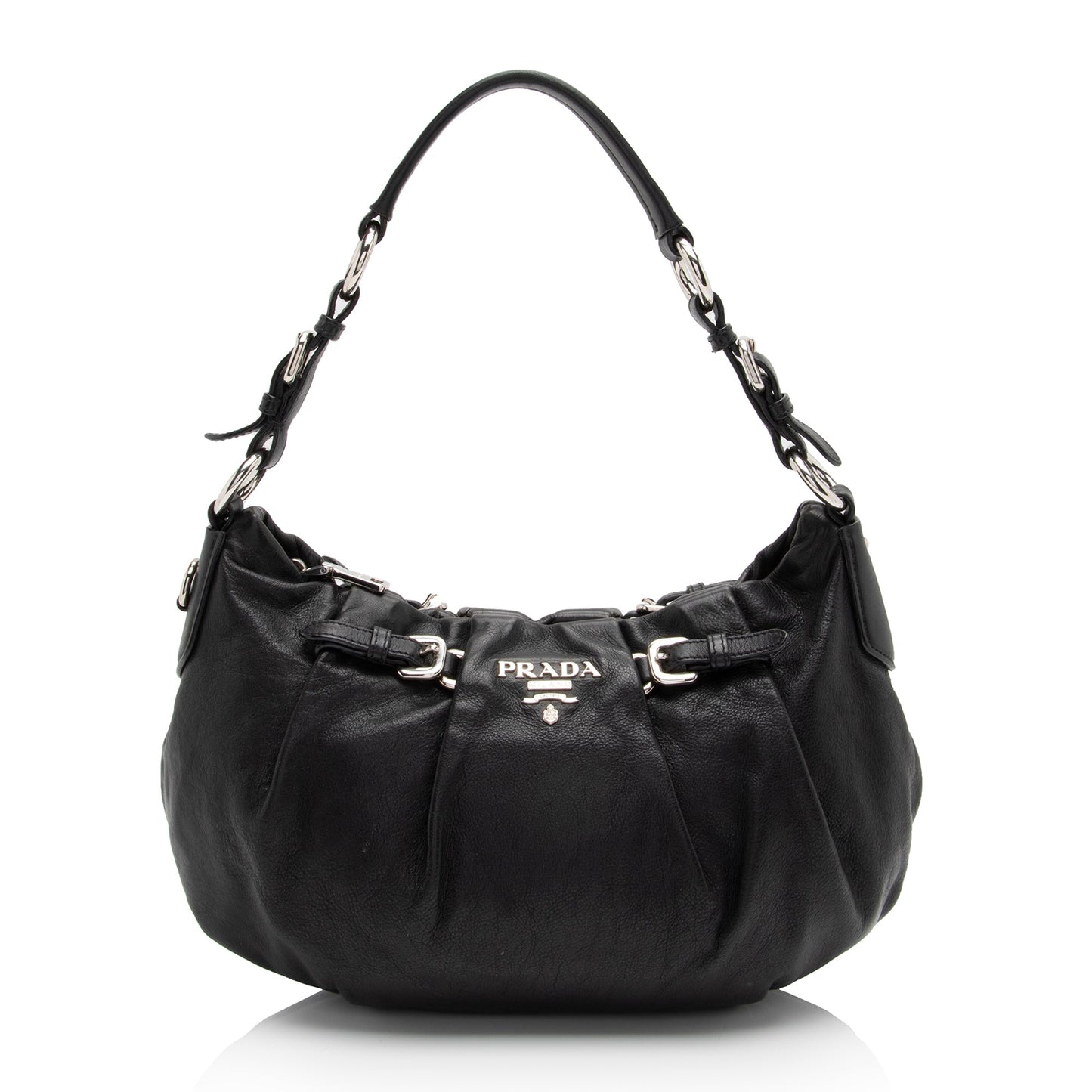 Prada Nappa Leather Pleated Small Hobo (SHF-rubBi4)