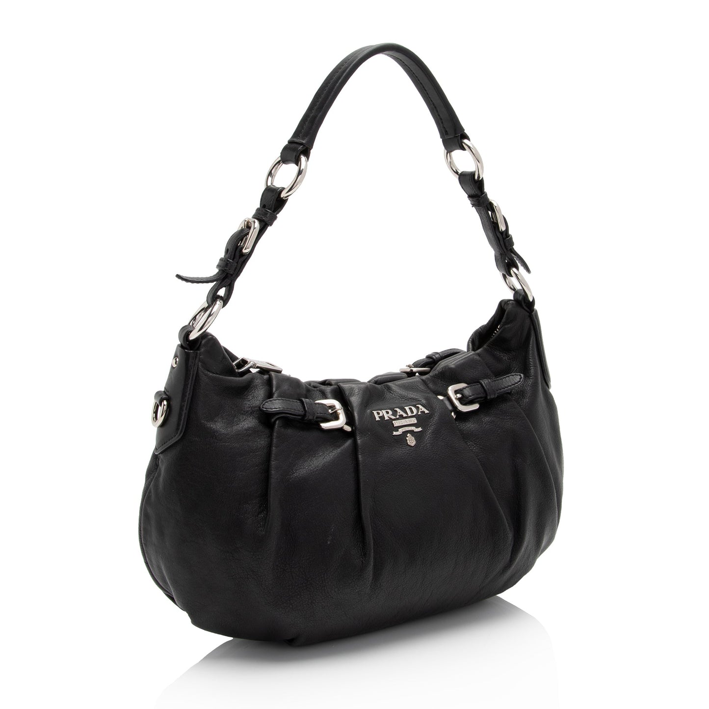 Prada Nappa Leather Pleated Small Hobo (SHF-rubBi4)