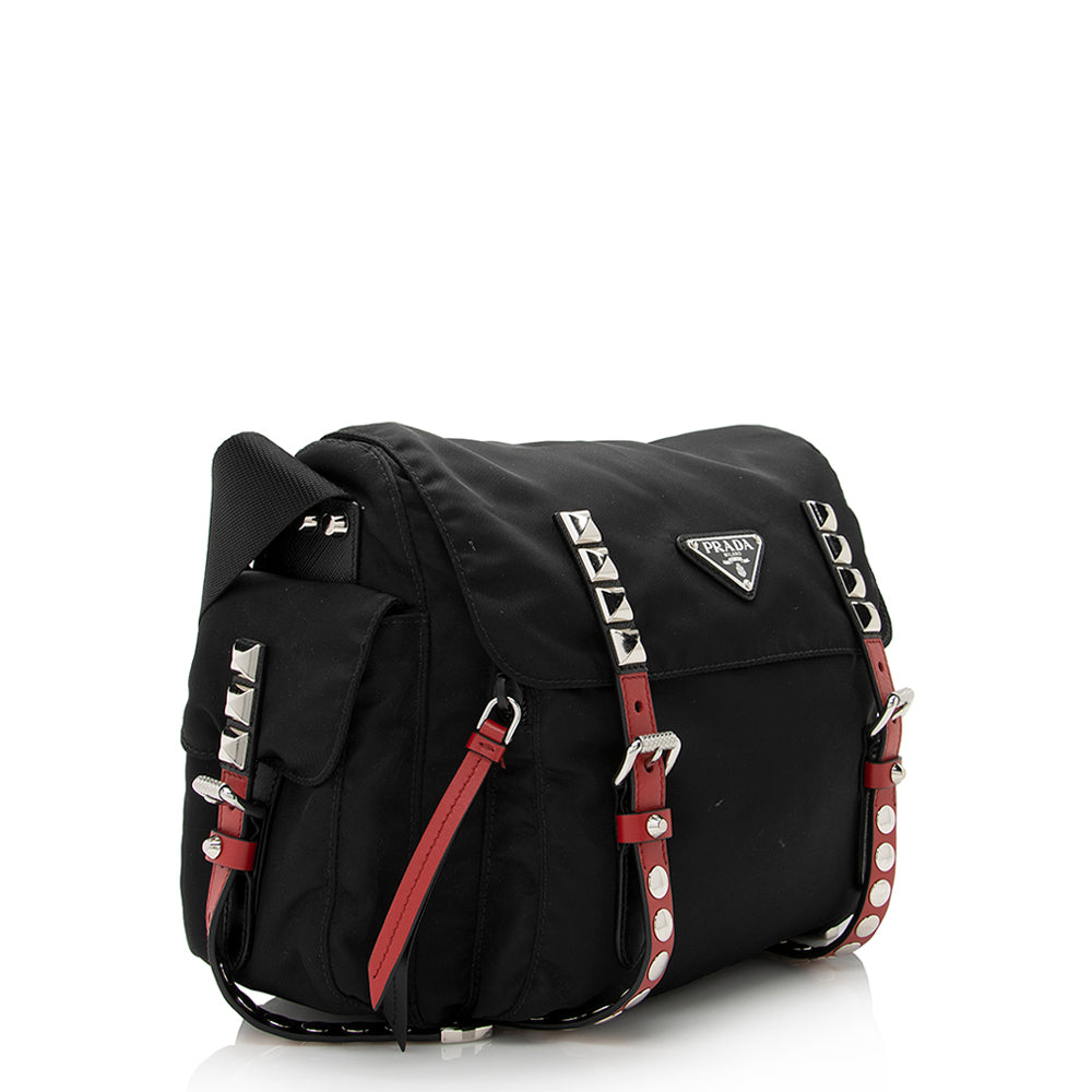 Prada New Vela Studded Messenger Bag - FINAL SALE (SHF-21531)