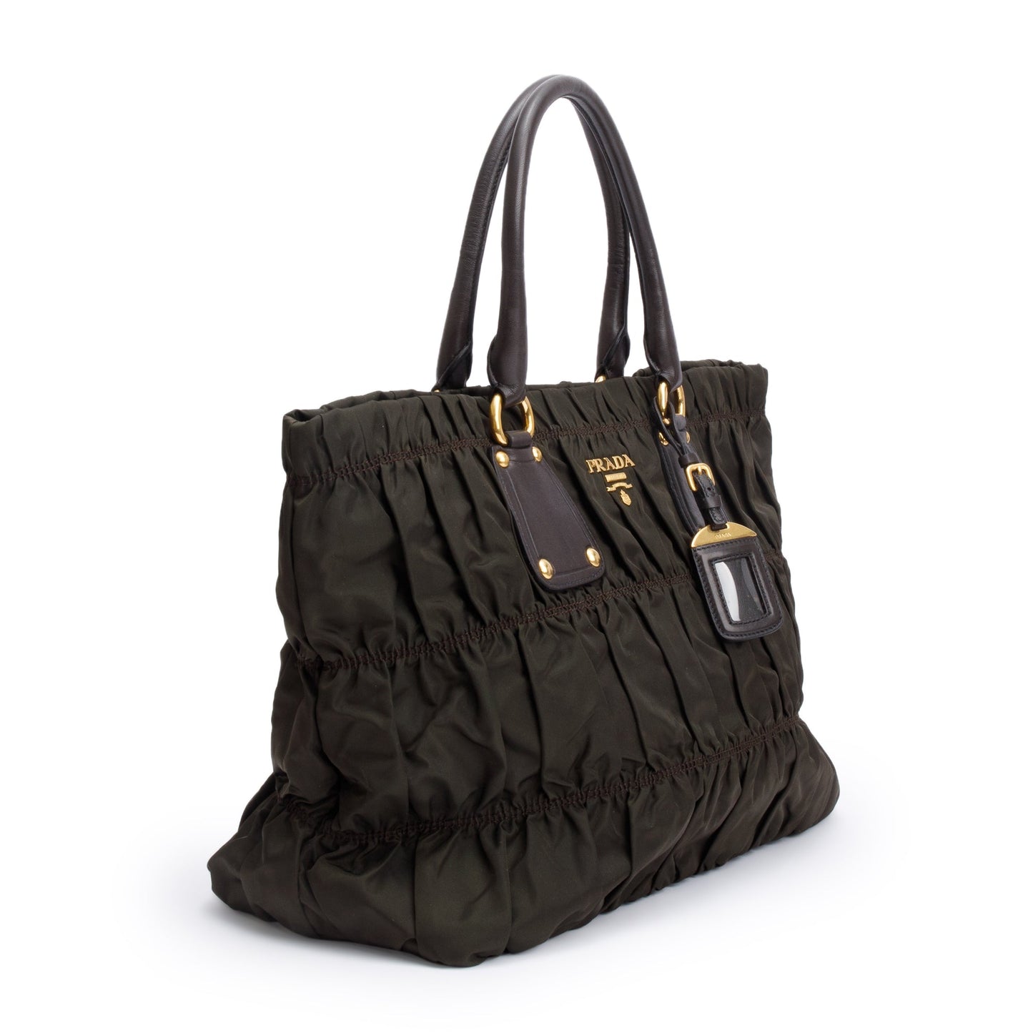 Prada Olive Green Tessuto Nylon Gauffre Quilted Tote