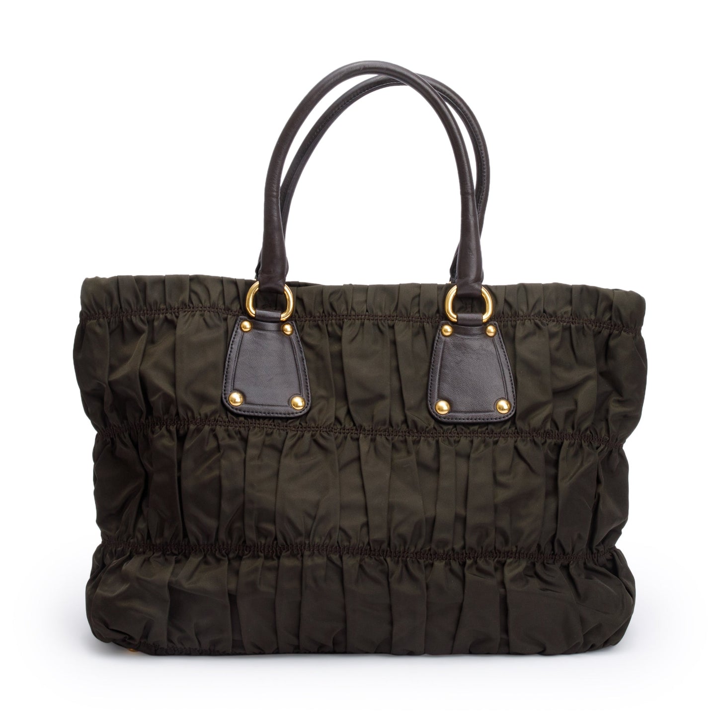 Prada Olive Green Tessuto Nylon Gauffre Quilted Tote