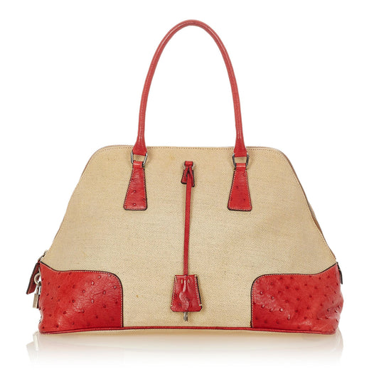 Prada Ostrich Trimmed Dome Handbag - Ewore Bags