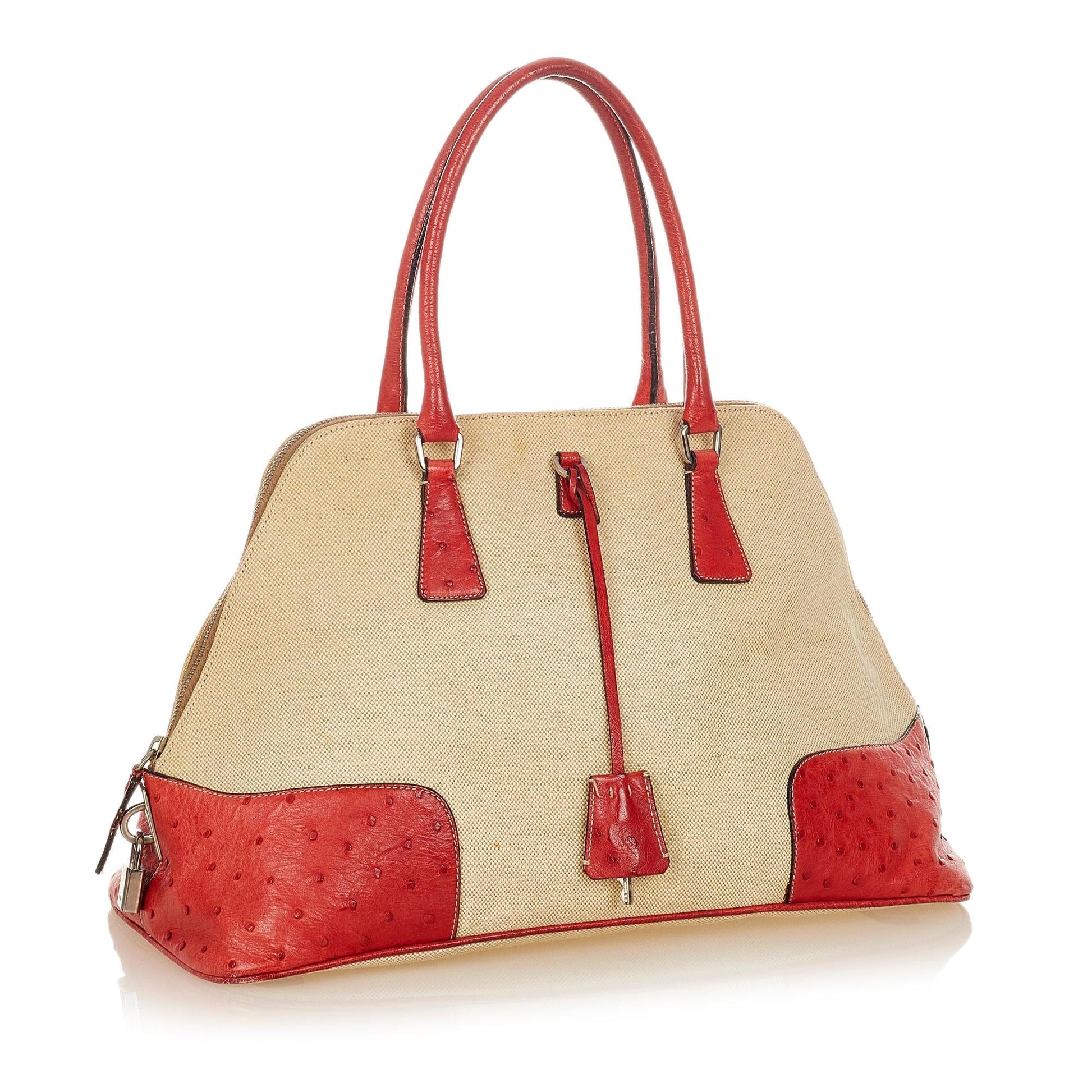Prada Ostrich Trimmed Dome Handbag - Ewore Bags