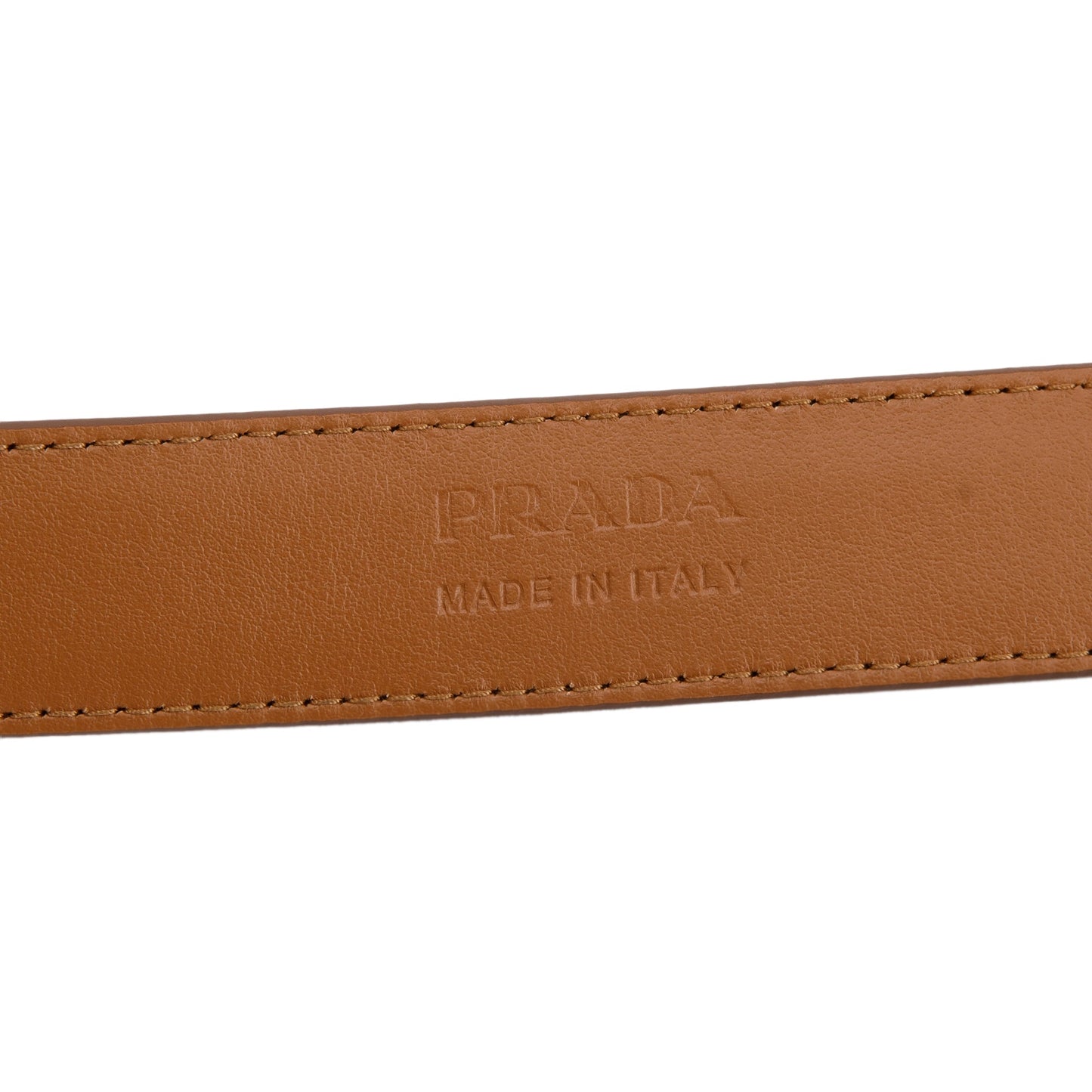 Prada Oval Savoia Logo Buckle Saffiano Leather Belt