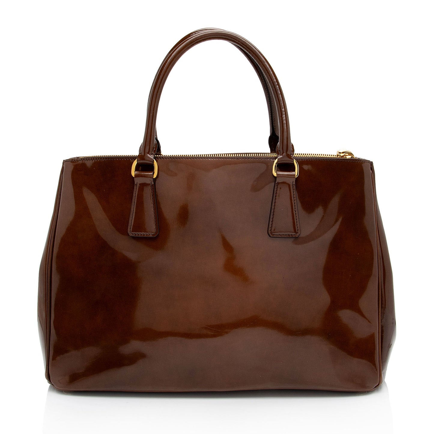 Prada Patent Leather Double Zip Medium Tote (SHF-IcFxTz)