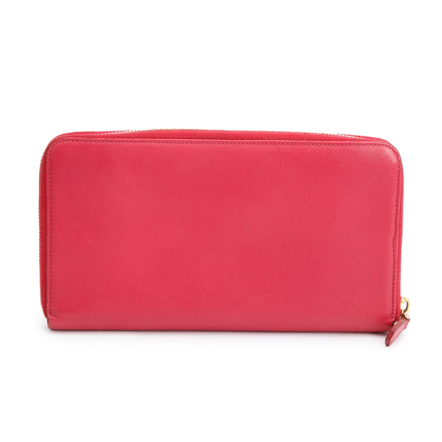 Prada Pink Saffiano Leather Zip Around Organizer Wallet
