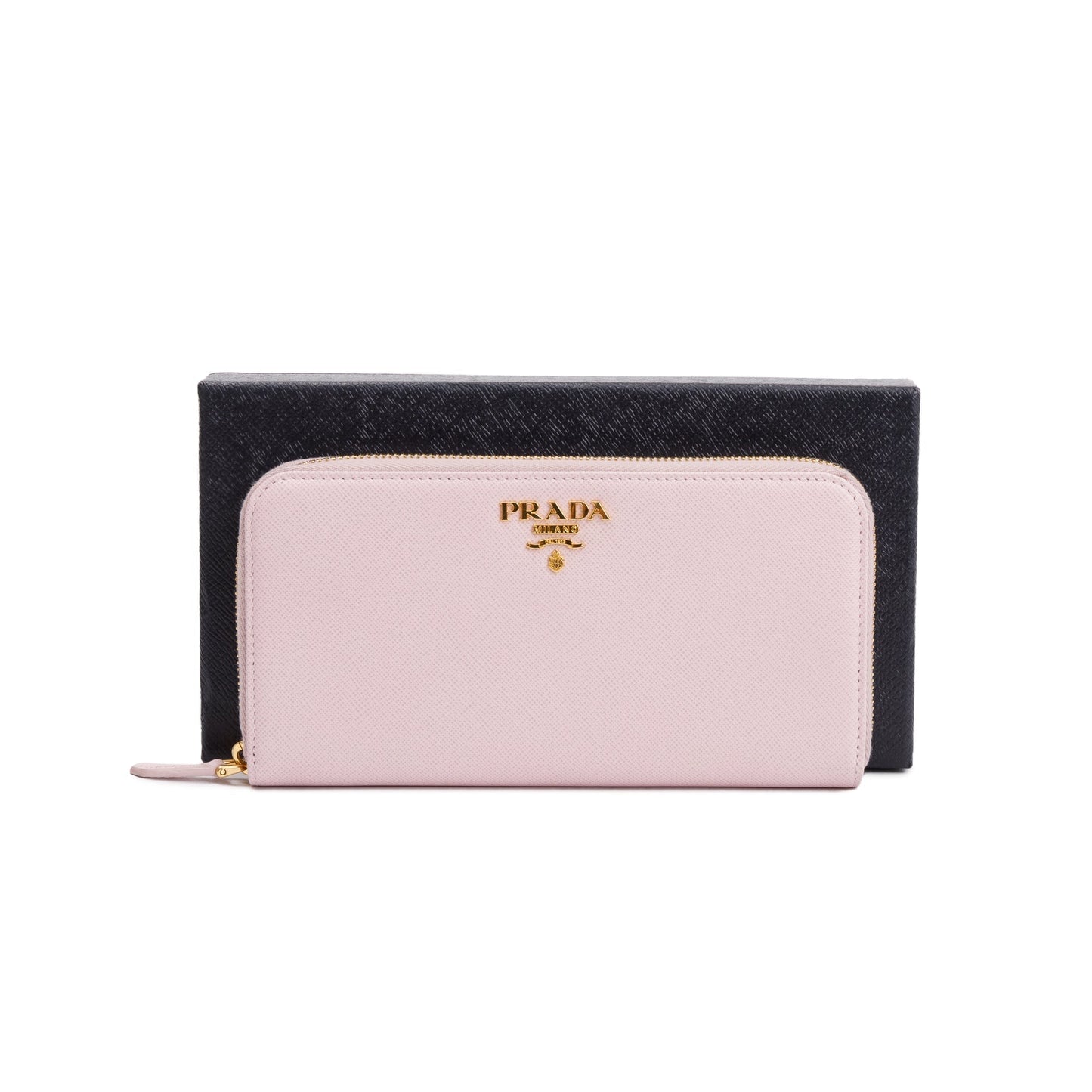 Prada Pink Saffiano Leather Zip Around Wallet