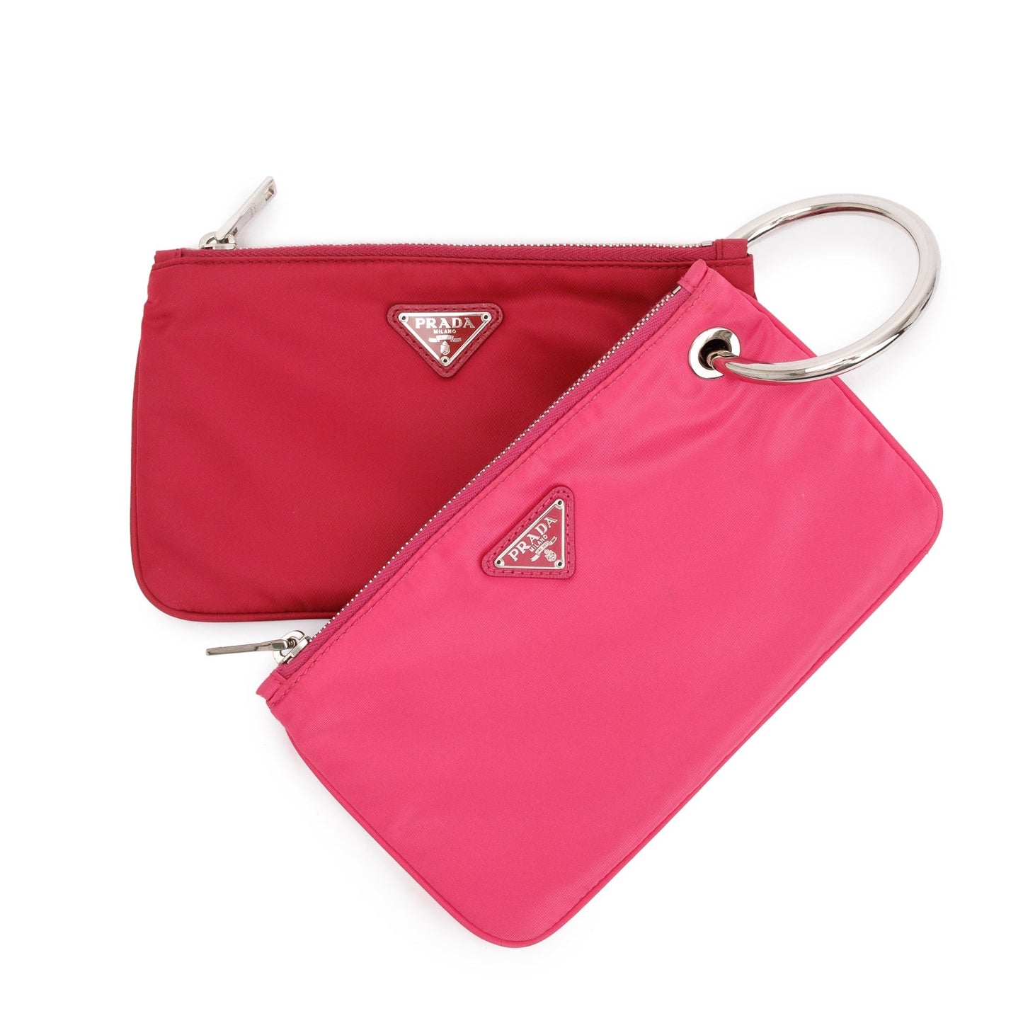 Prada Pink/Red  Tessuto O-Ring Wristlet