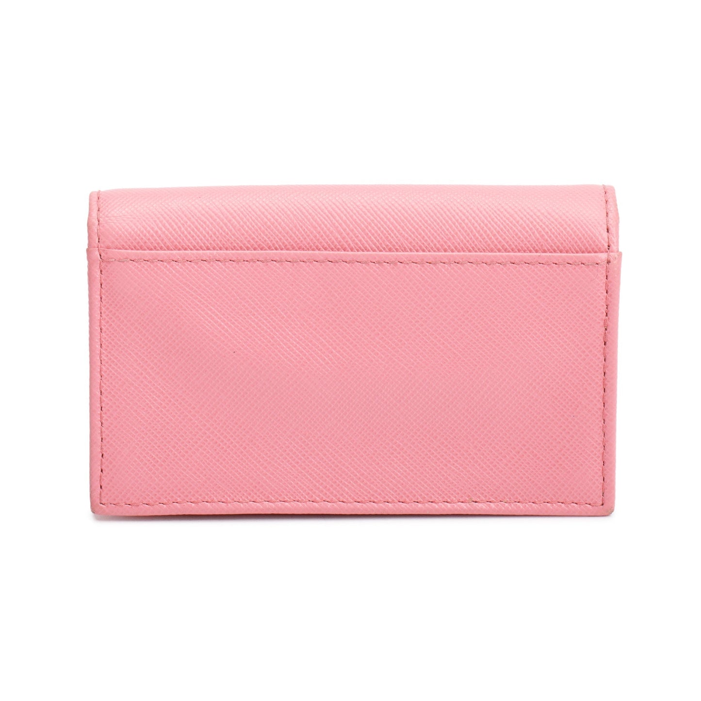Prada Pinkk Saffiano Leather Flap Card Holder