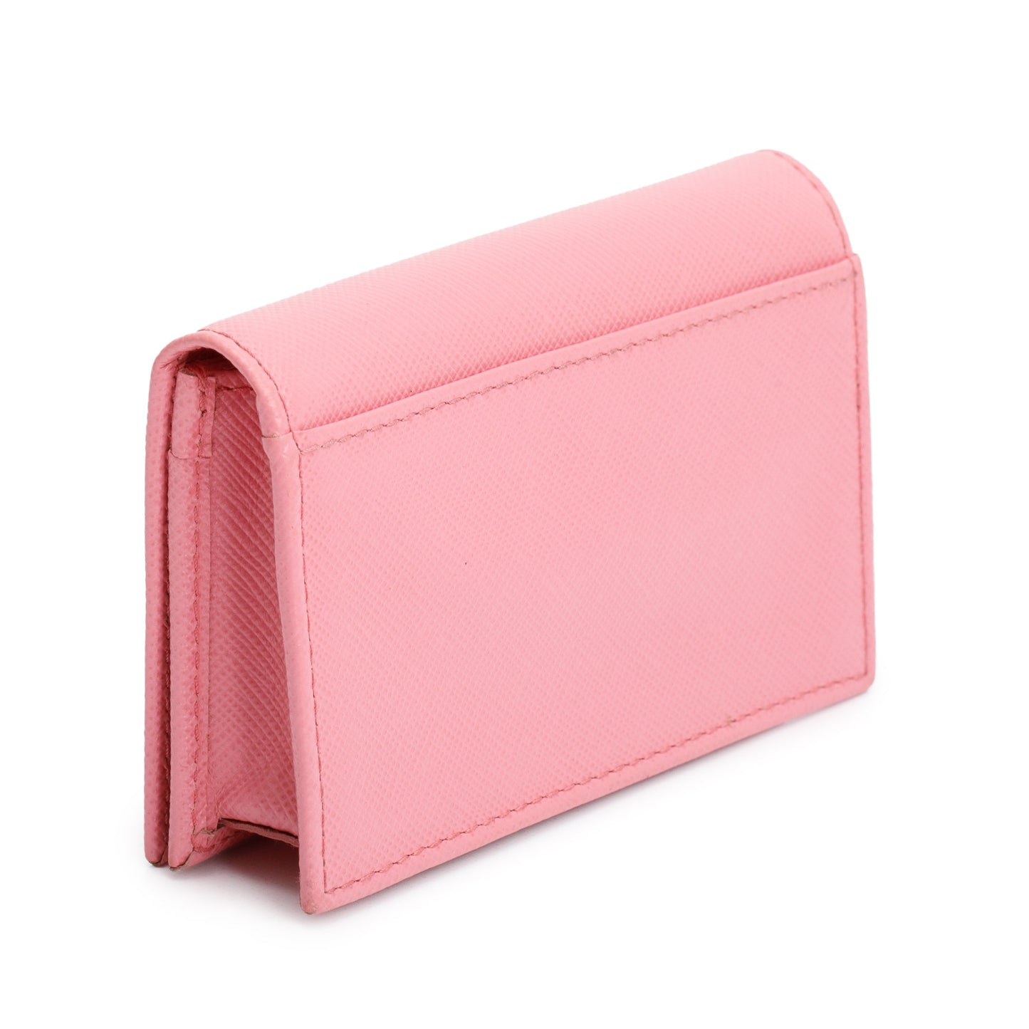 Prada Pinkk Saffiano Leather Flap Card Holder