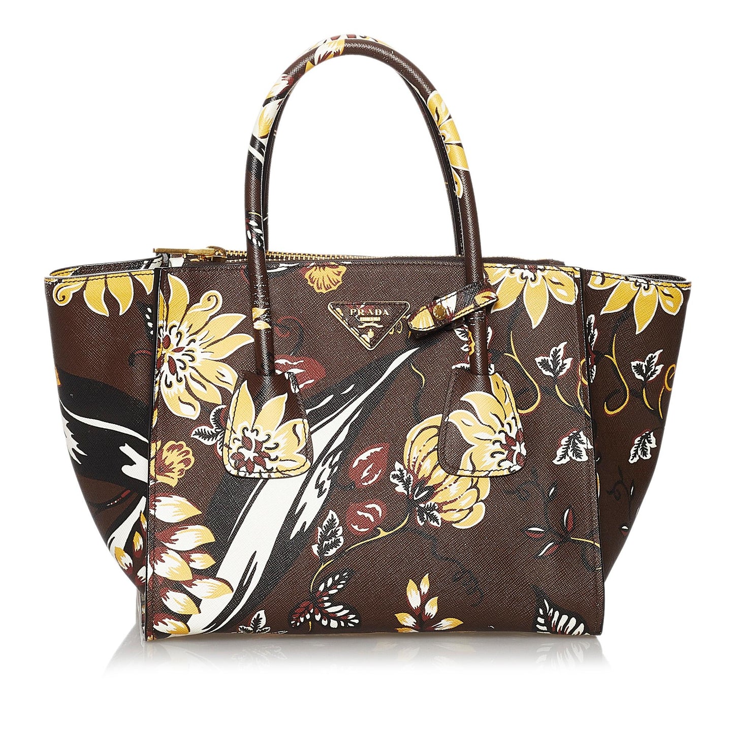 Prada Printed City Calf Double Zip Satchel (SHG-29826)