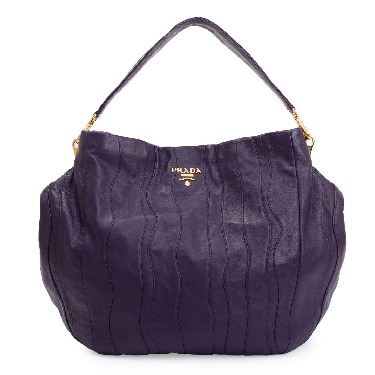 Prada Purple Nappa Stripes Leather Shoulder Bag
