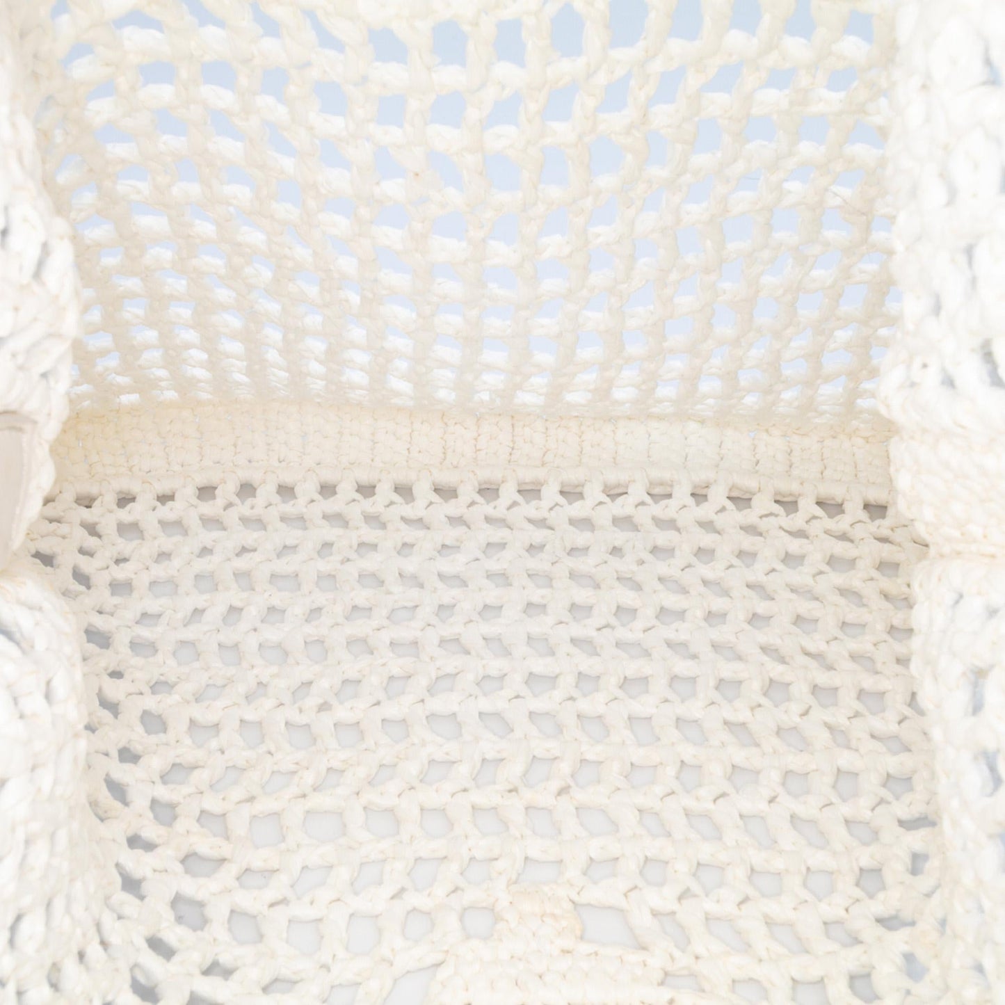 Prada Raffia Effect Crochet Logo Embroidered Tote