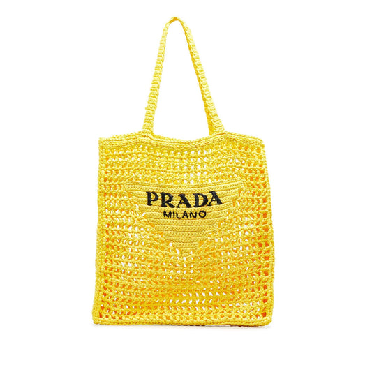 Prada Raffia Logo Tote