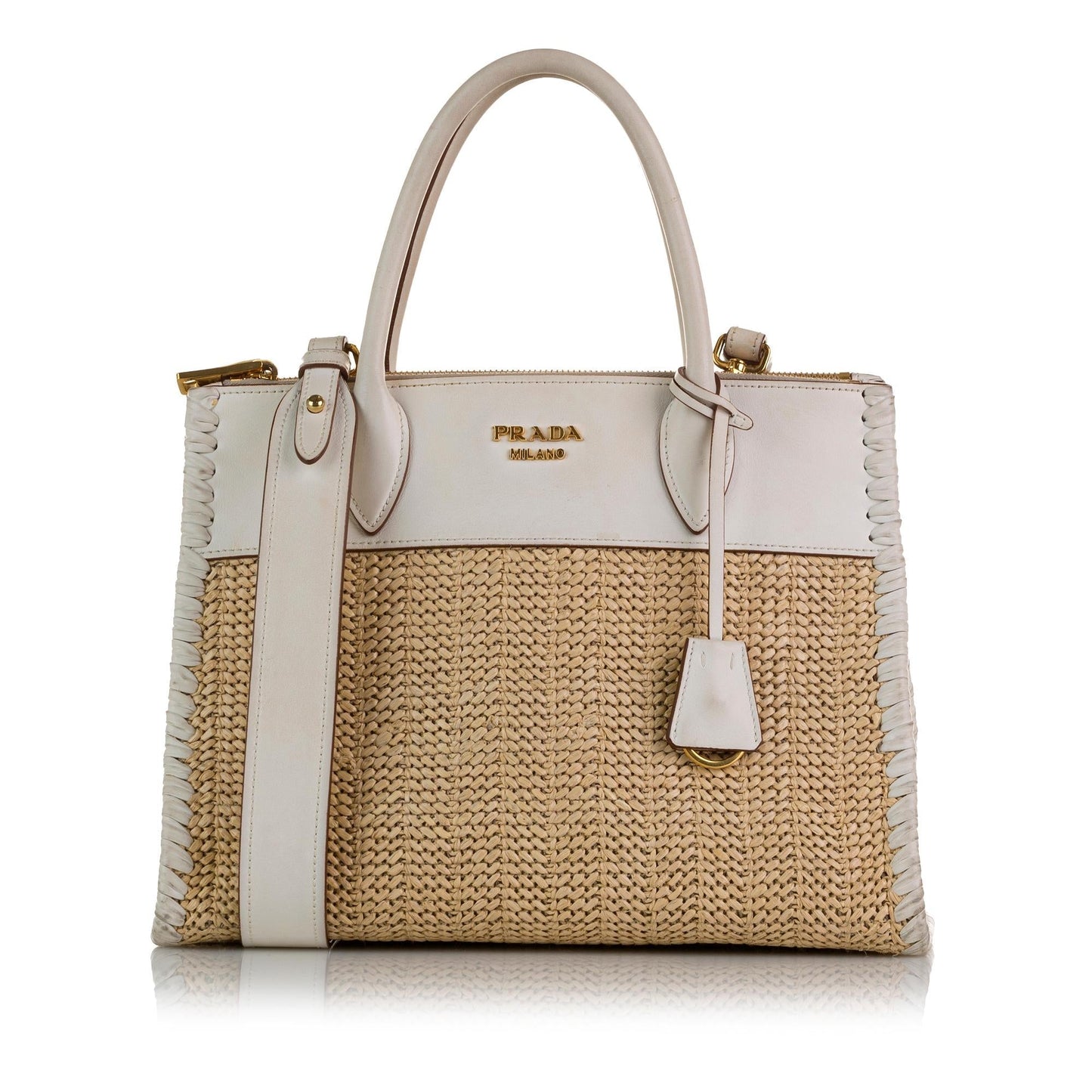 Prada Raffia Paradigme Satchel (SHG-IXn4CG)