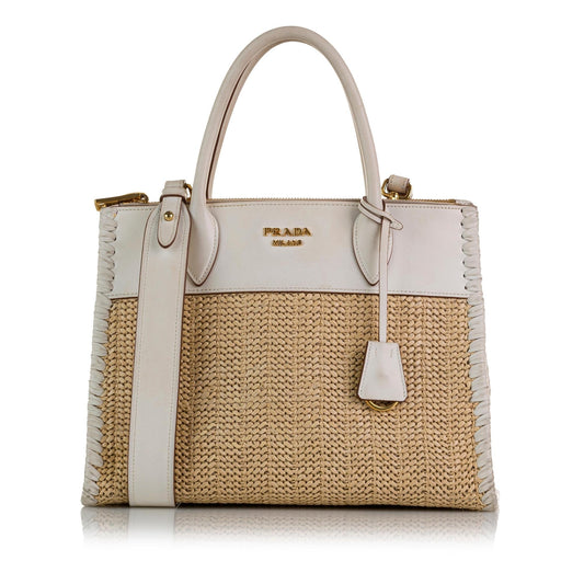Prada Raffia Paradigme Satchel (SHG-IXn4CG)