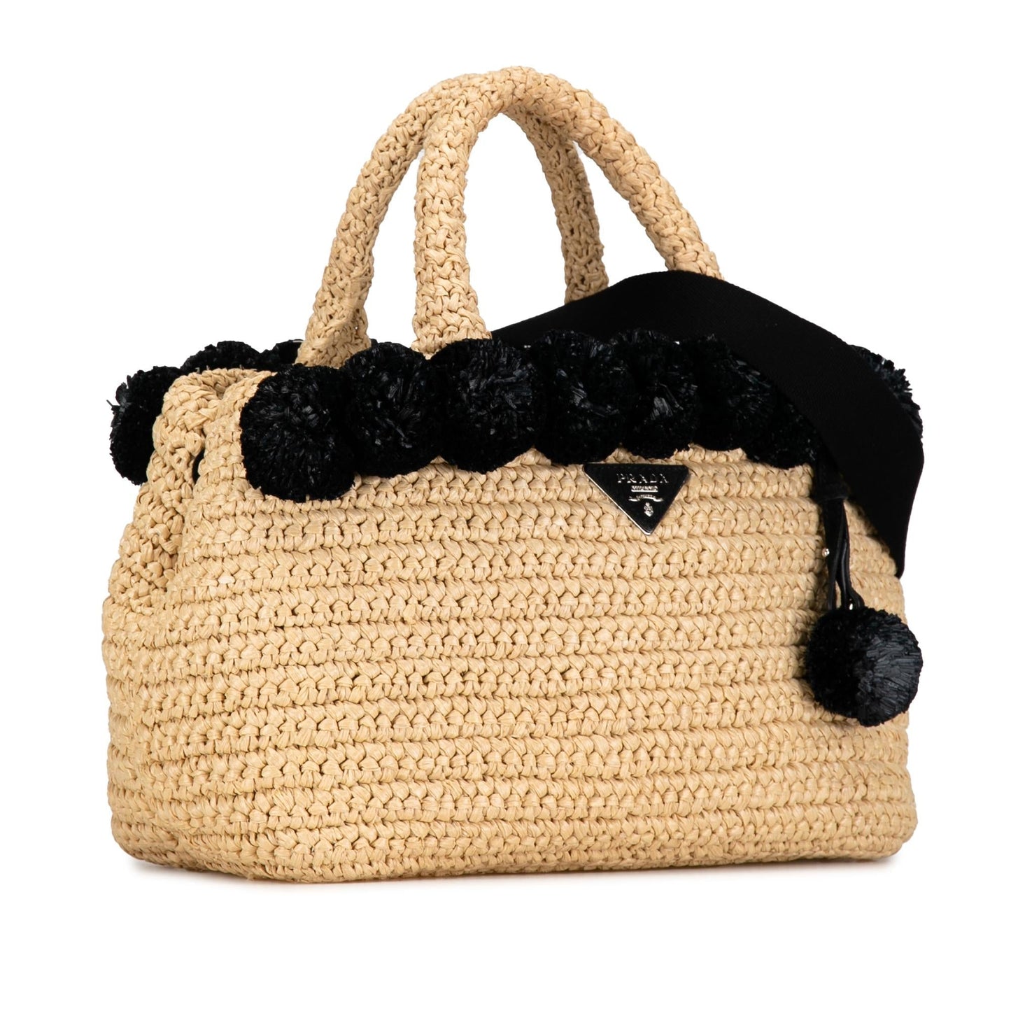 Prada Raffia Pompom Satchel (SHG-xIScda)