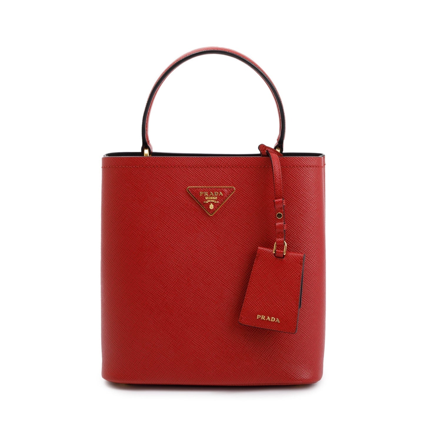 Prada Red Saffiano Cuir Medium Panier Bag