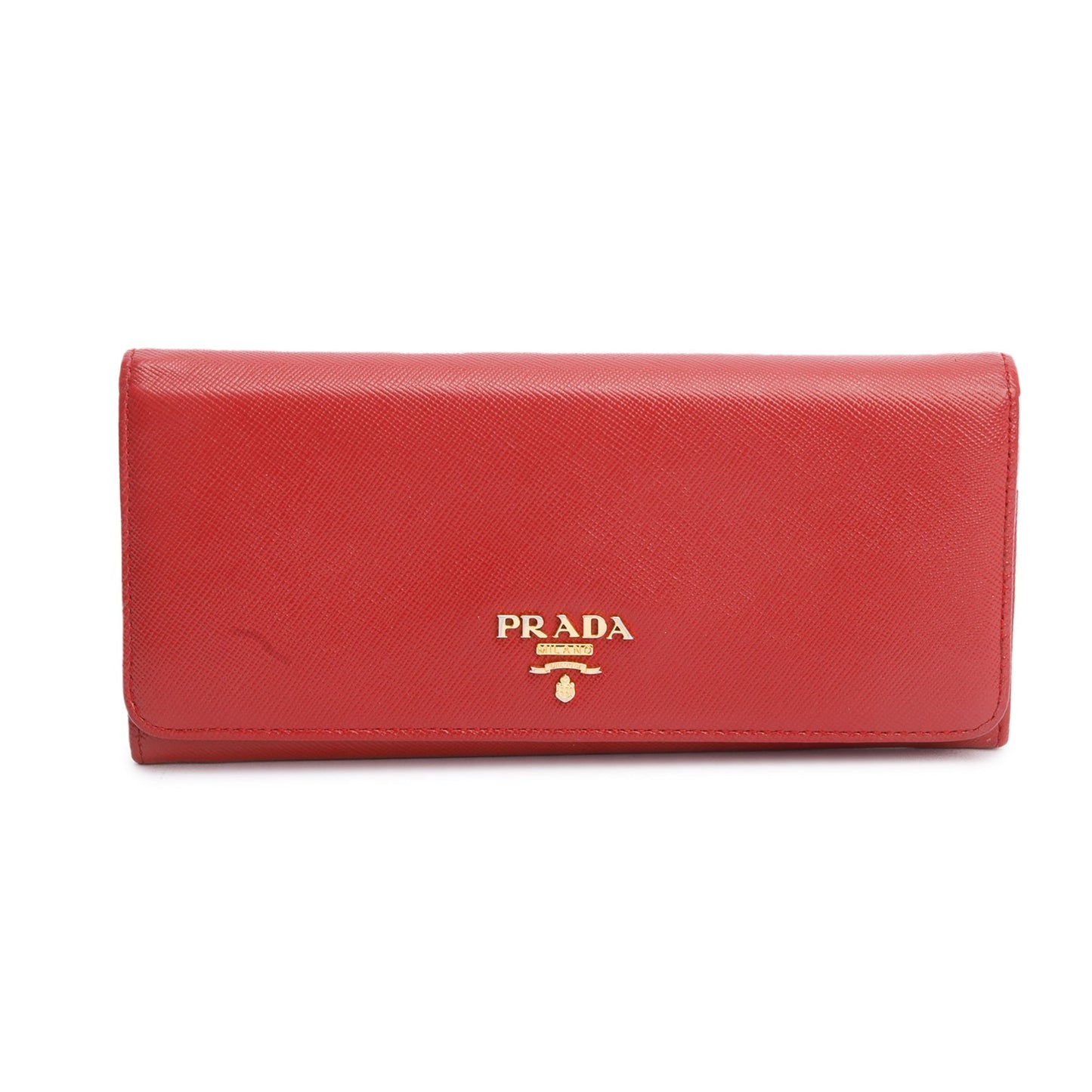 Prada Red Saffiano Metal Continental Wallet