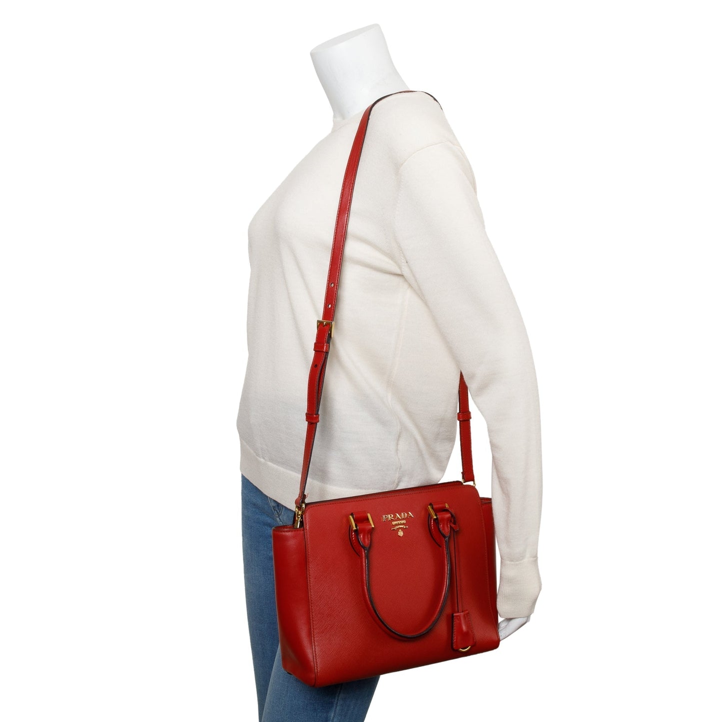 Prada Red Saffiano Soft Calf Leather Tote