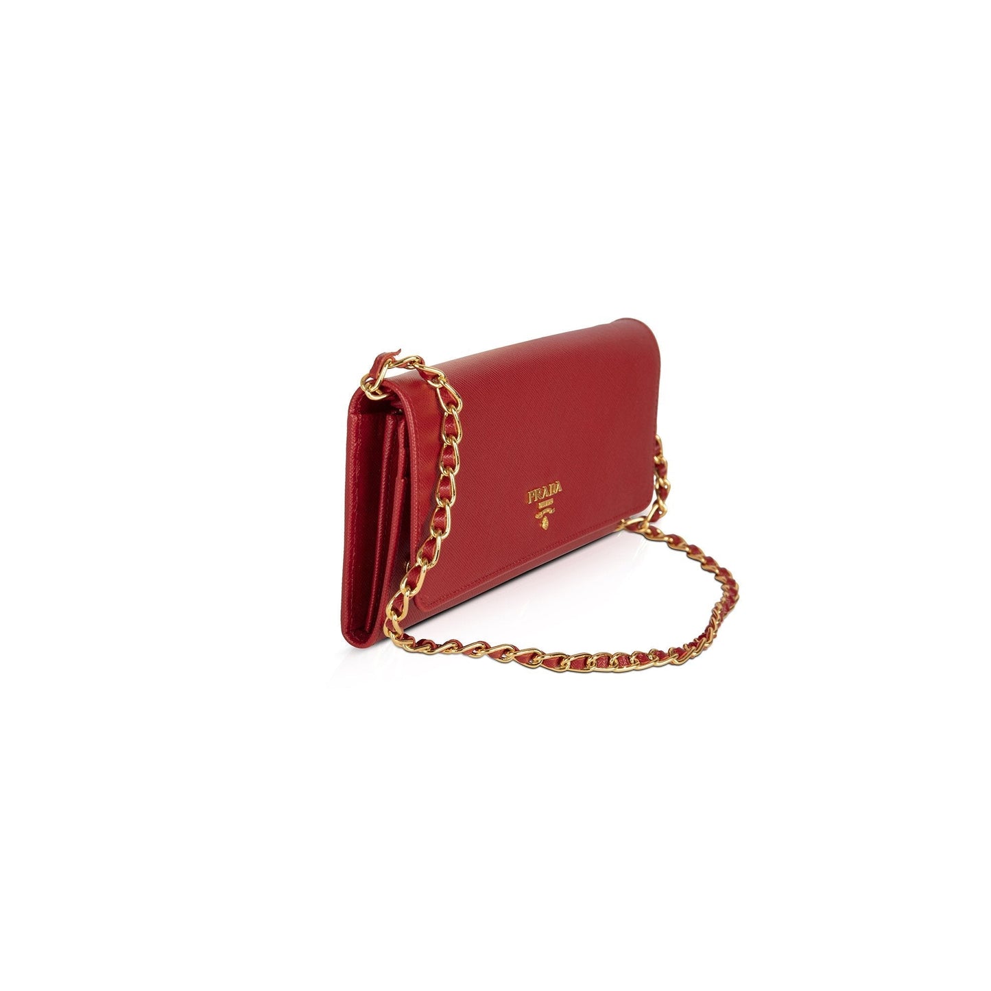 Prada Red Saffiano Wallet on Chain
