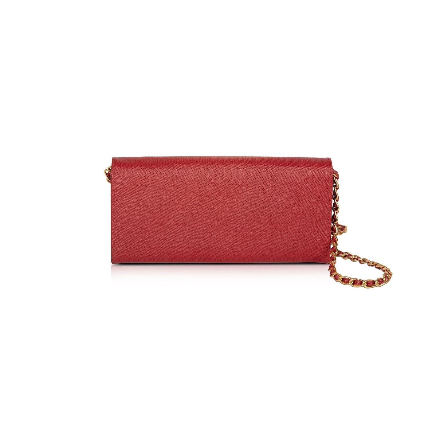 Prada Red Saffiano Wallet on Chain