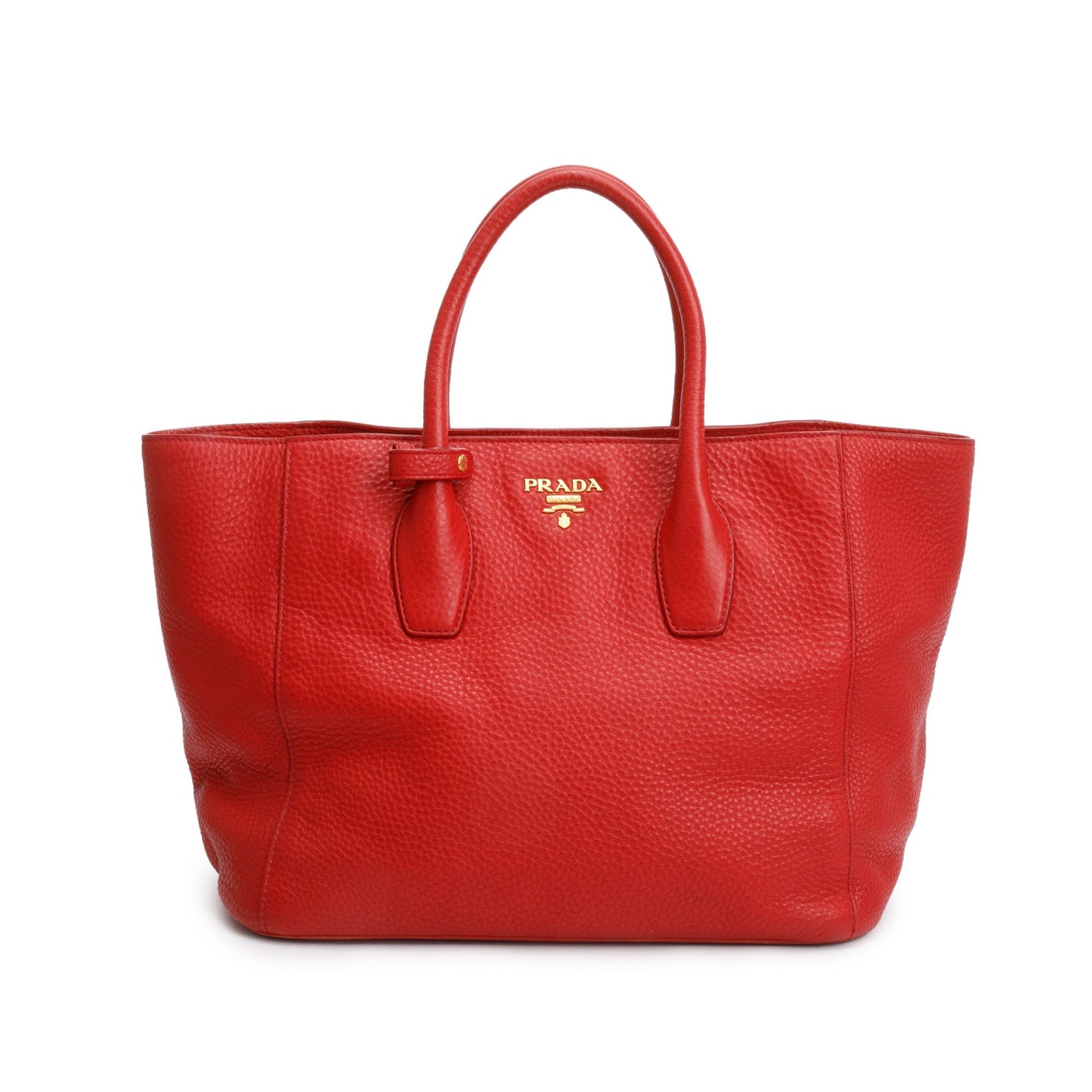 Prada Red Vitello Daino Leather Tote