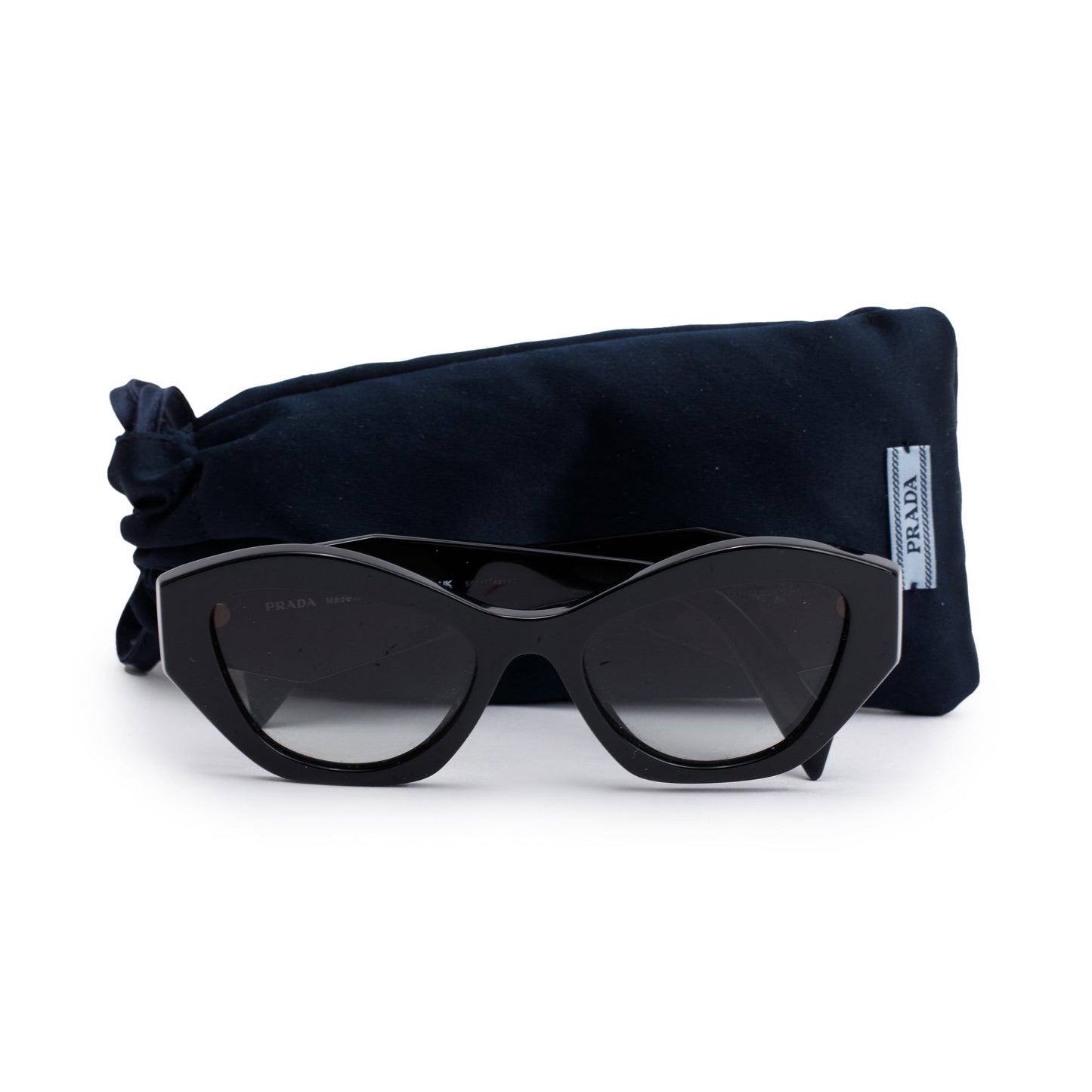Prada SPR 07Y Black Acetate Symbole Cat-Eye Sunglasses