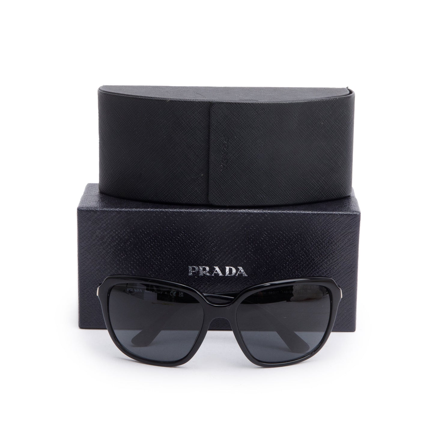 Prada SPR 10V Black Acetate Square Sunglasses
