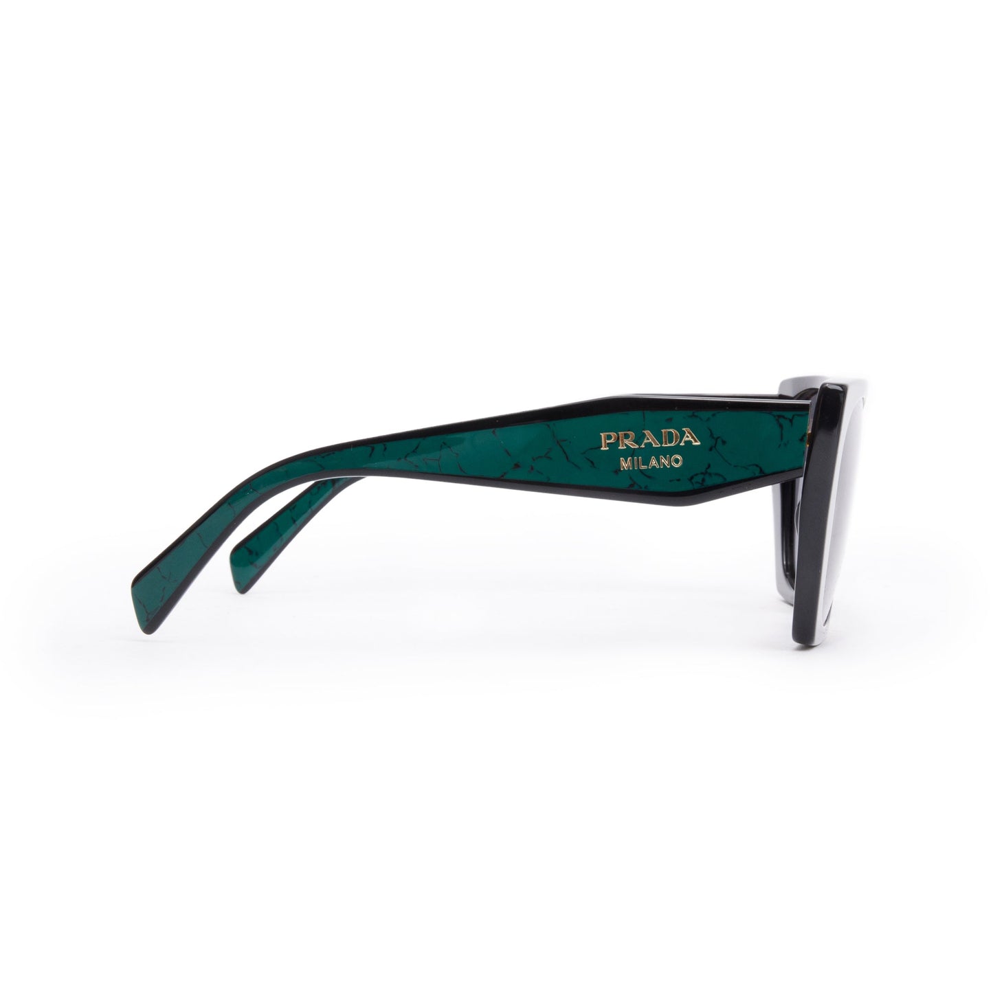 Prada SPR 15W Black/Green Acetate Prada Logo Sunglasses