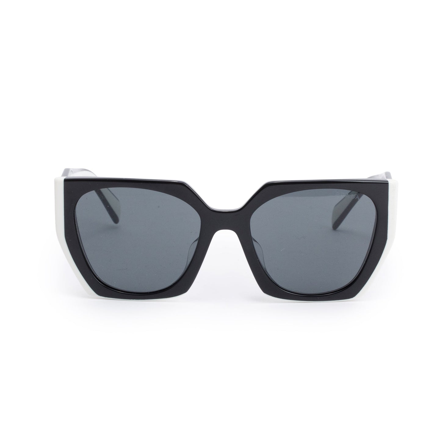 Prada SPR 15W-F Black/White Acetate Prada Logo Sunglasses
