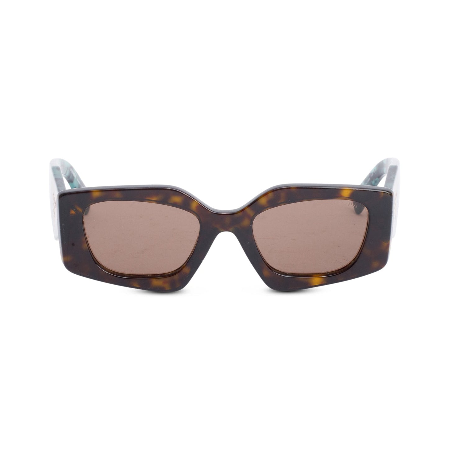 Prada SPR 15Y Brown/Green Camou Acetate Prada Logo Rectangular Sunglasses