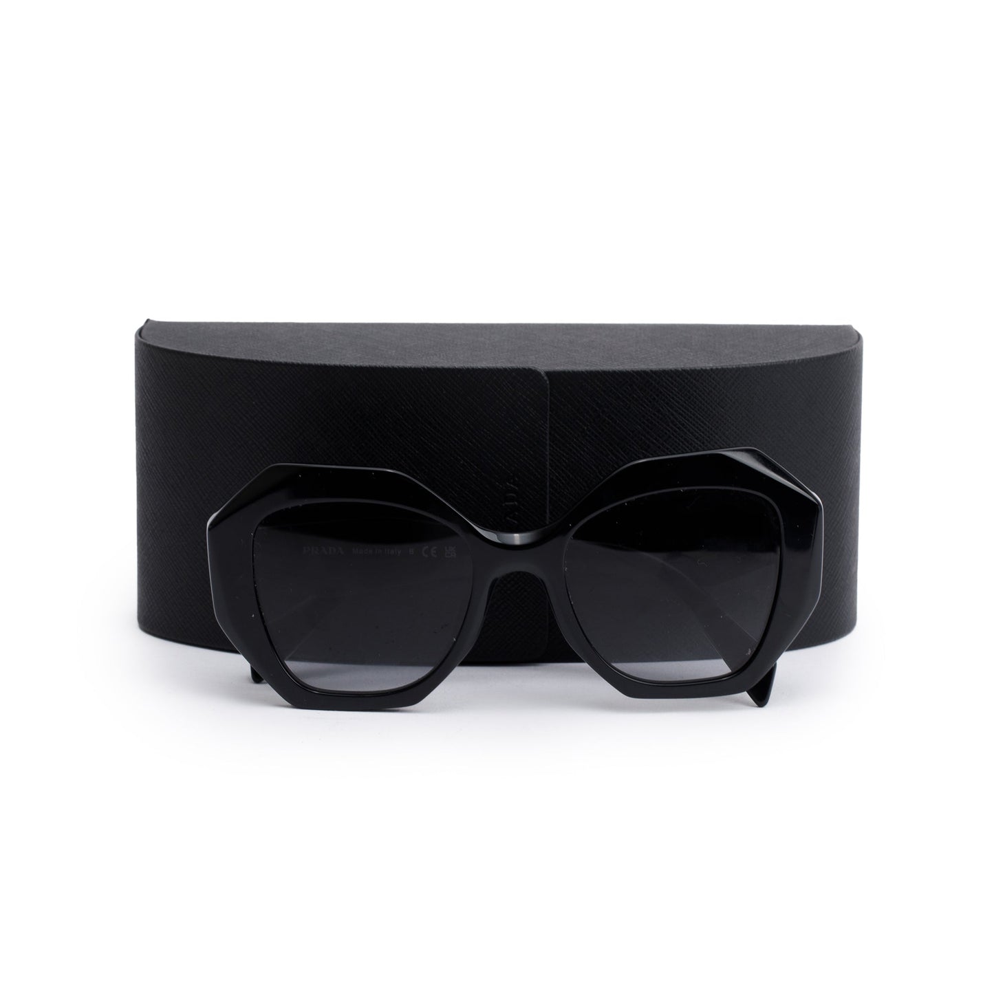 Prada SPR 16W Black Acetate Symbole Geometric Sunglasses