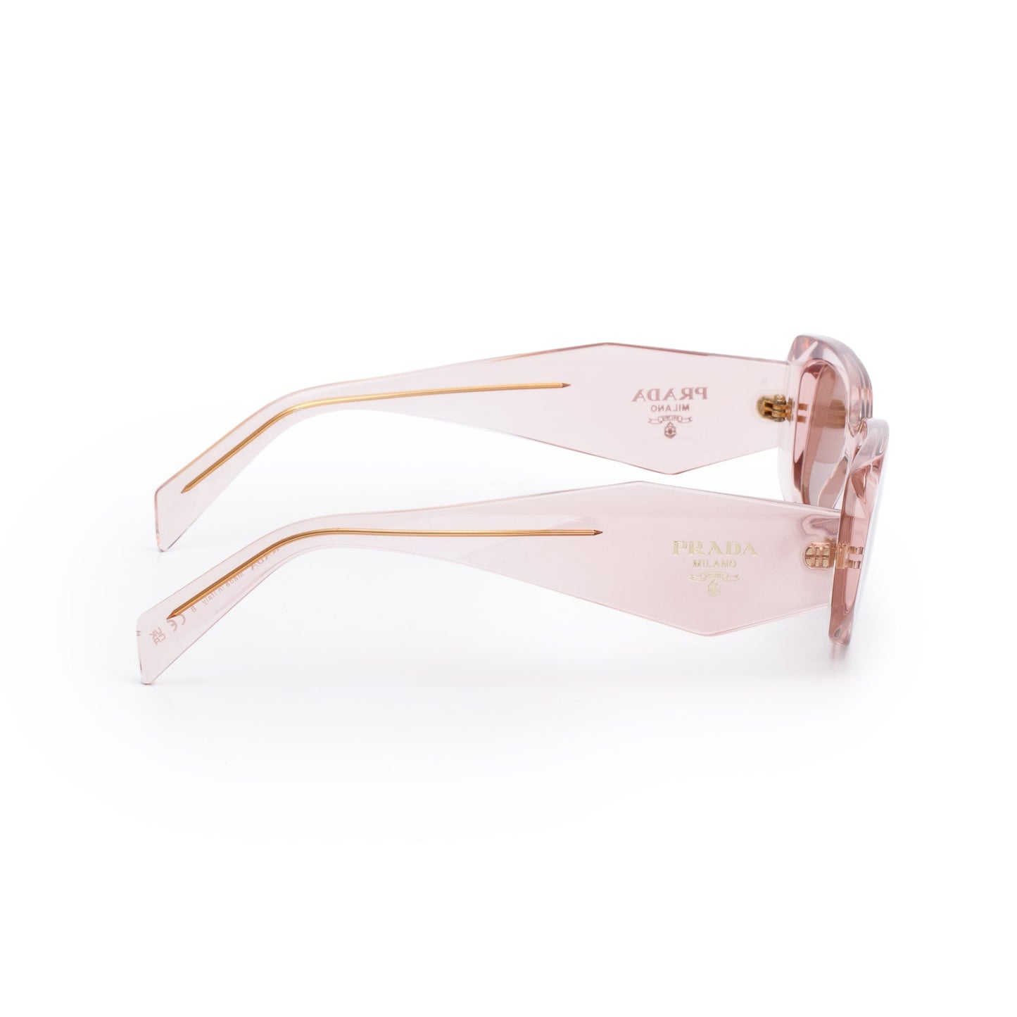 Prada SPR 17W Pink Acetate Symbole Rectangular Sunglasses