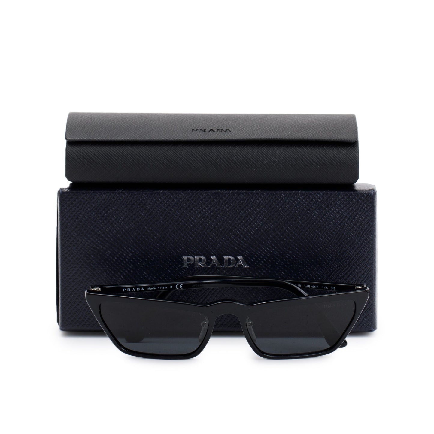 Prada SPR 19U Black Acetate Cat-Eye Sunglasses