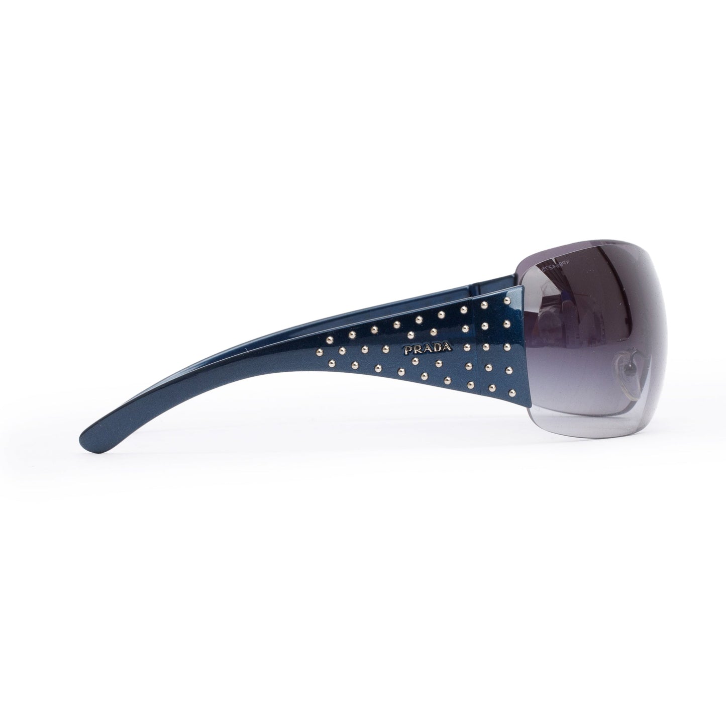 Prada SPR 29L Blue Acetate Studded Shield Sunglasses