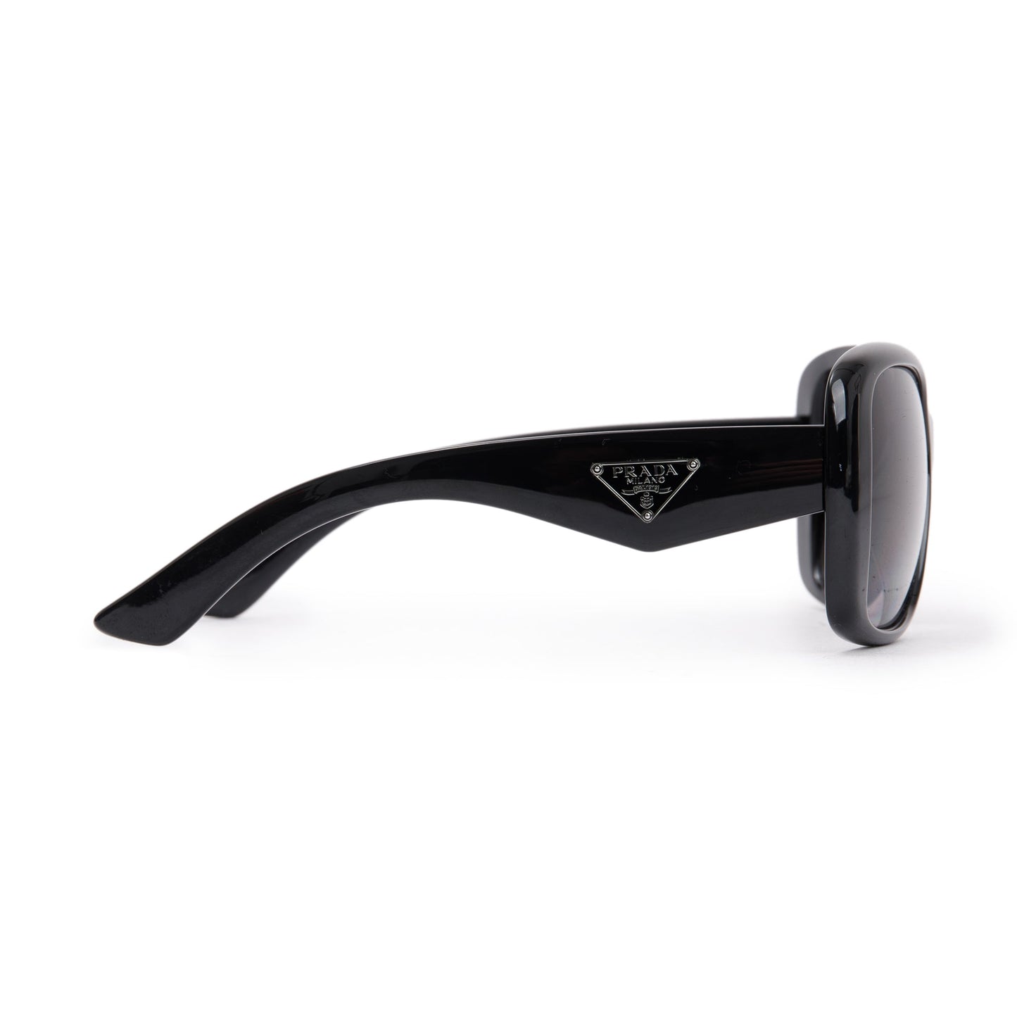 Prada SPR 32P Black Acetate Triangle Logo Sunglasses