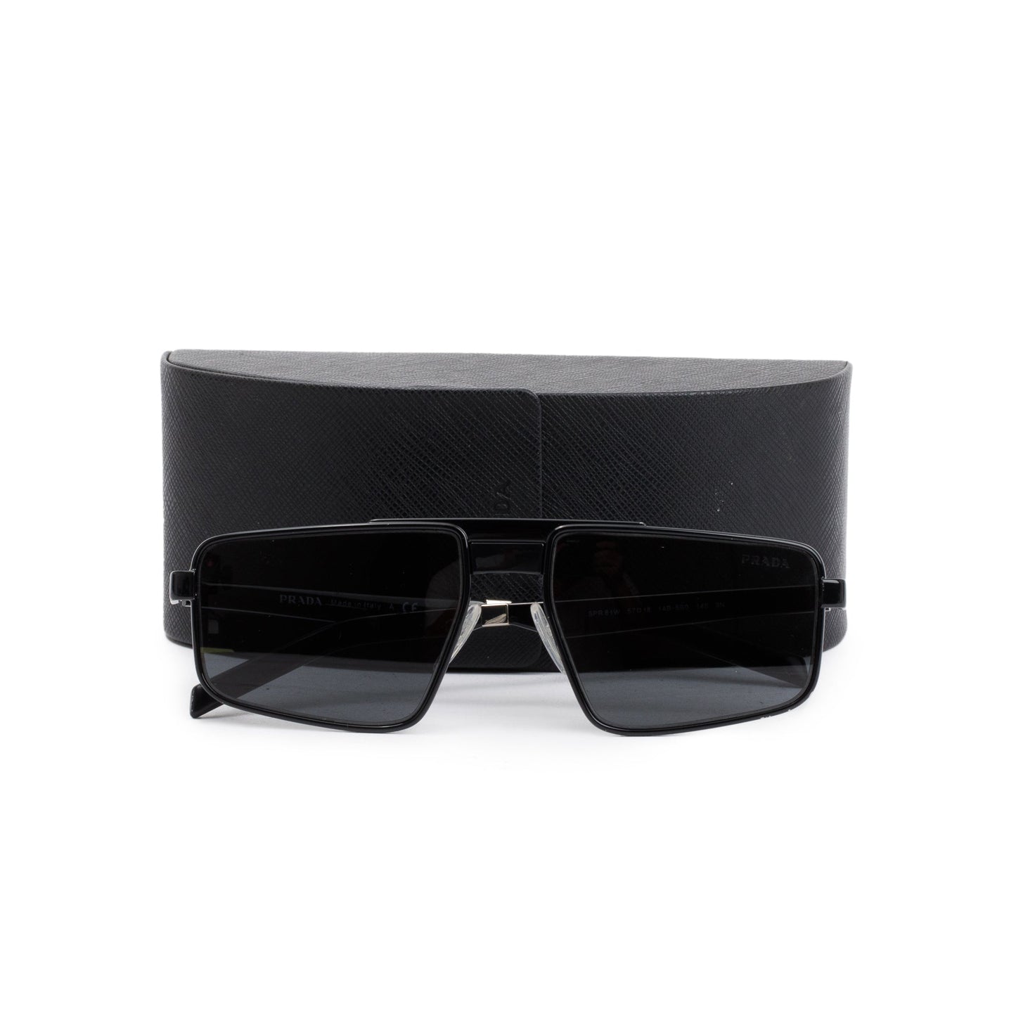 Prada SPR 61W Black Acetate Tinted Square Sunglasses